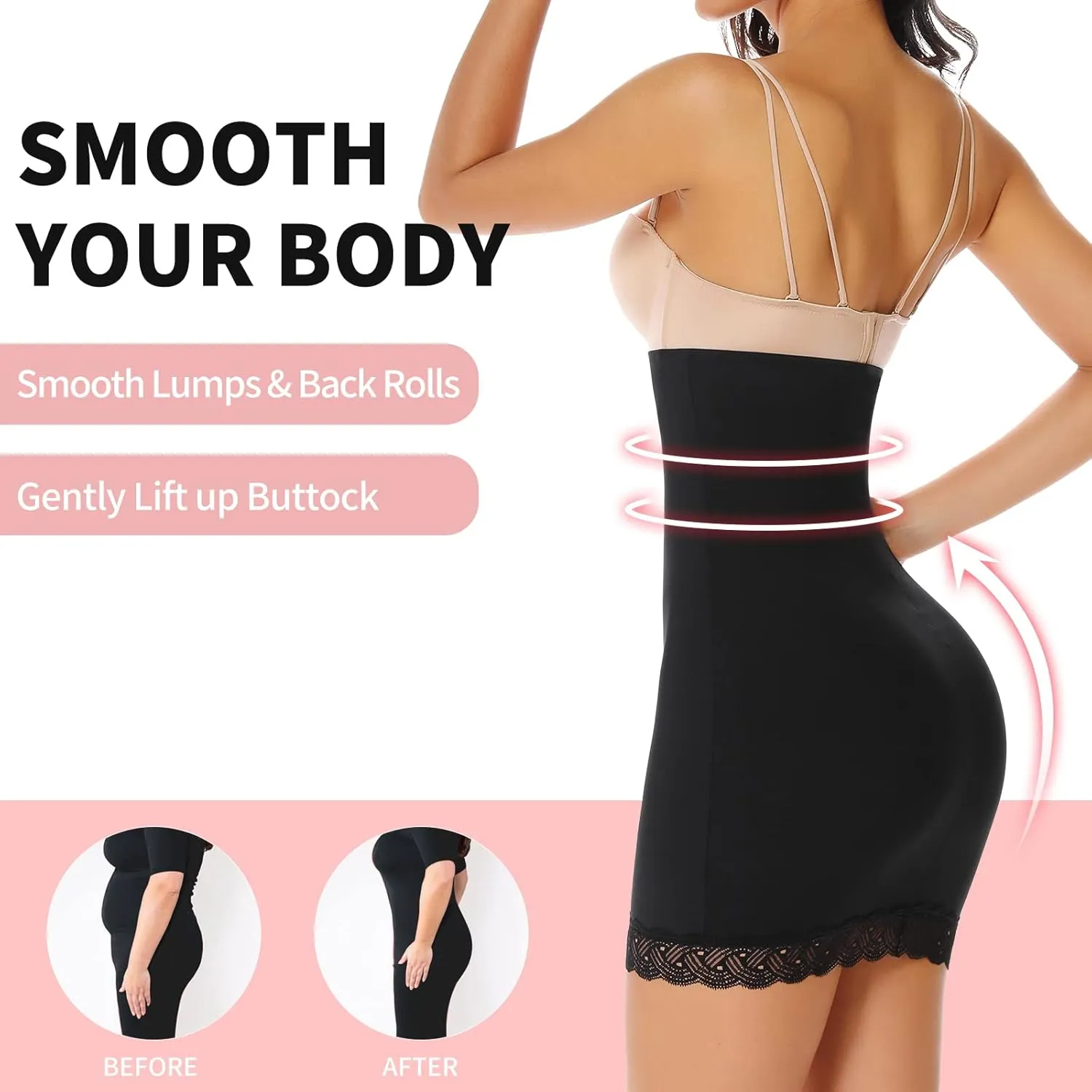 JOYSHAPER Shapewear Dress Slip for Under Dresses Half Slip Tummy Control Seamless Slimming Slip Body Shaper