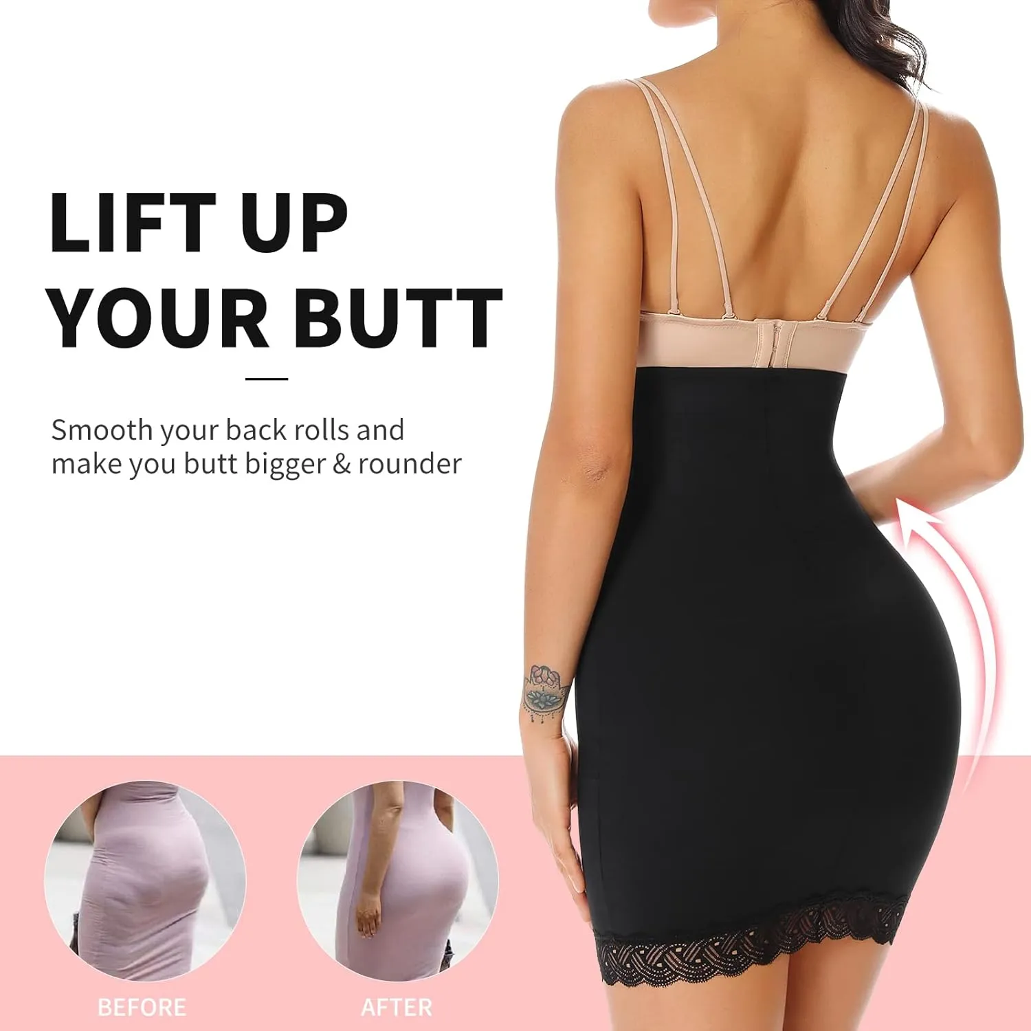 JOYSHAPER Shapewear Dress Slip for Under Dresses Half Slip Tummy Control Seamless Slimming Slip Body Shaper