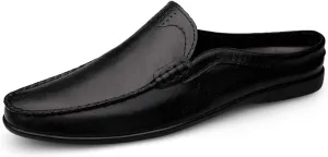 JOYVIP Mens Leater Mules Backless Slip on Walking Shoes Clog Slippers Casual Sandals