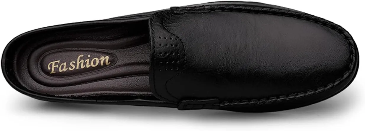 JOYVIP Mens Leater Mules Backless Slip on Walking Shoes Clog Slippers Casual Sandals