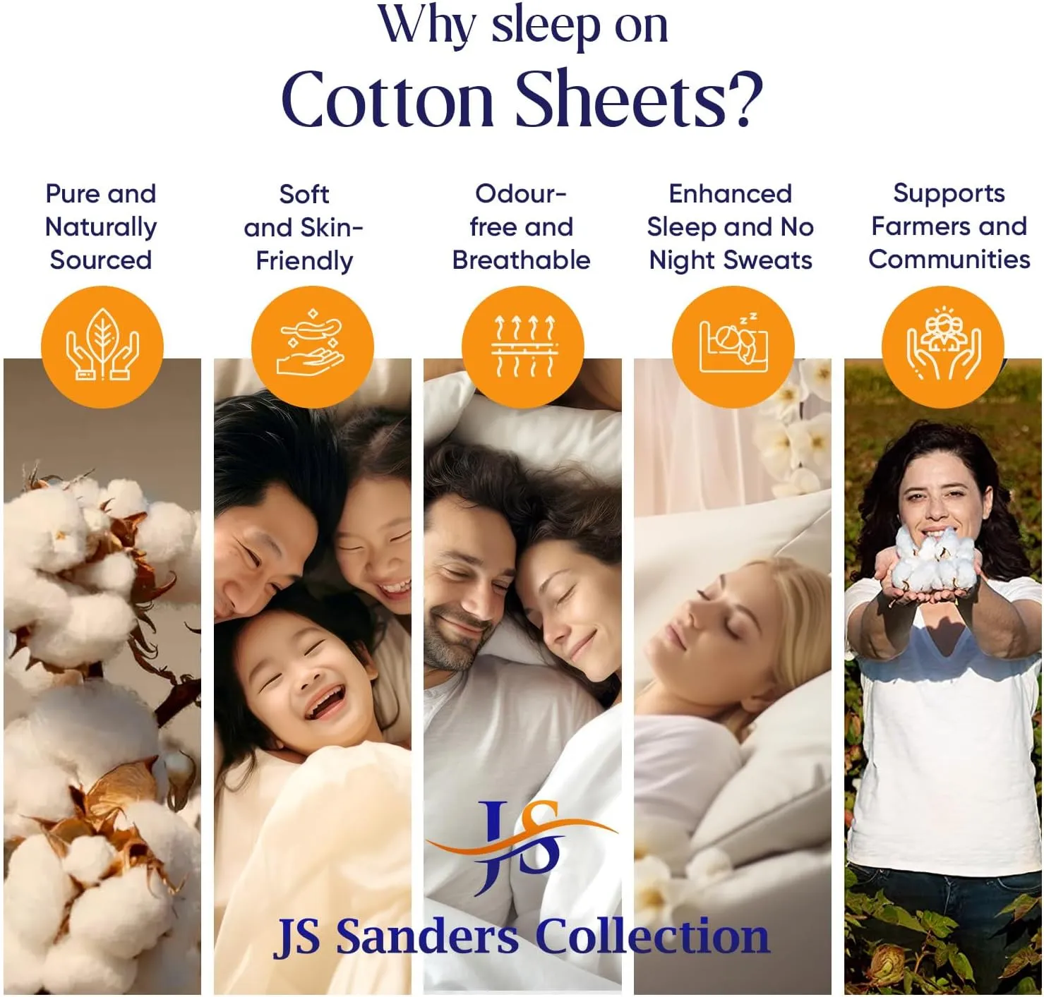 JS Sanders Collection 600TC Flex Top Cal-King Sheets for Sleep Number Bed - 100% Cotton 4 Pcs Top Split Cal-King Sheets for Adjustable Bed, Cal-King 28 Inch Down Sheets Ivory -18 Inch Deep Sheets