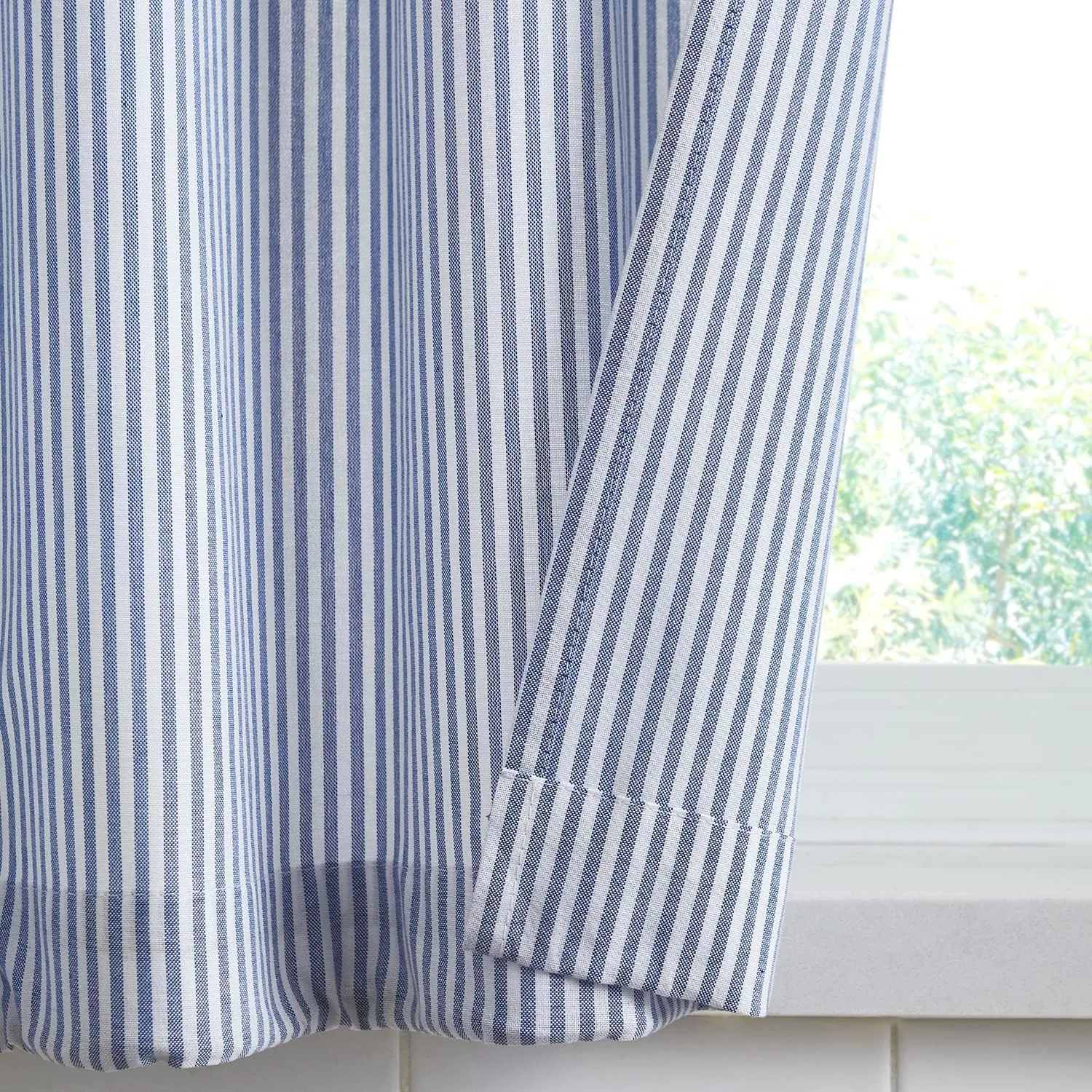 July Joy 3-Piece Cotton Tier Curtains 36 Inches Long Country Kitchen Curtains Set Rod Pocket for Small Window Bathroom Farmhouse 56" x 36", Navy