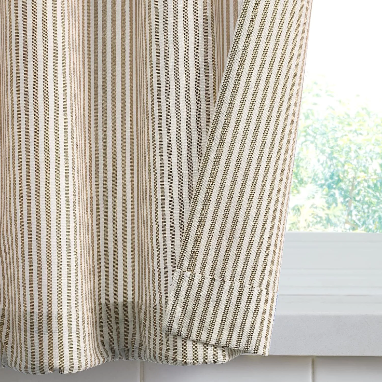 July Joy Cotton Tier Curtains 36 Inches Long Country Kitchen Curtains Rod Pocket for Small Window Bathroom Farmhouse 27" x 36" x 2, Linen