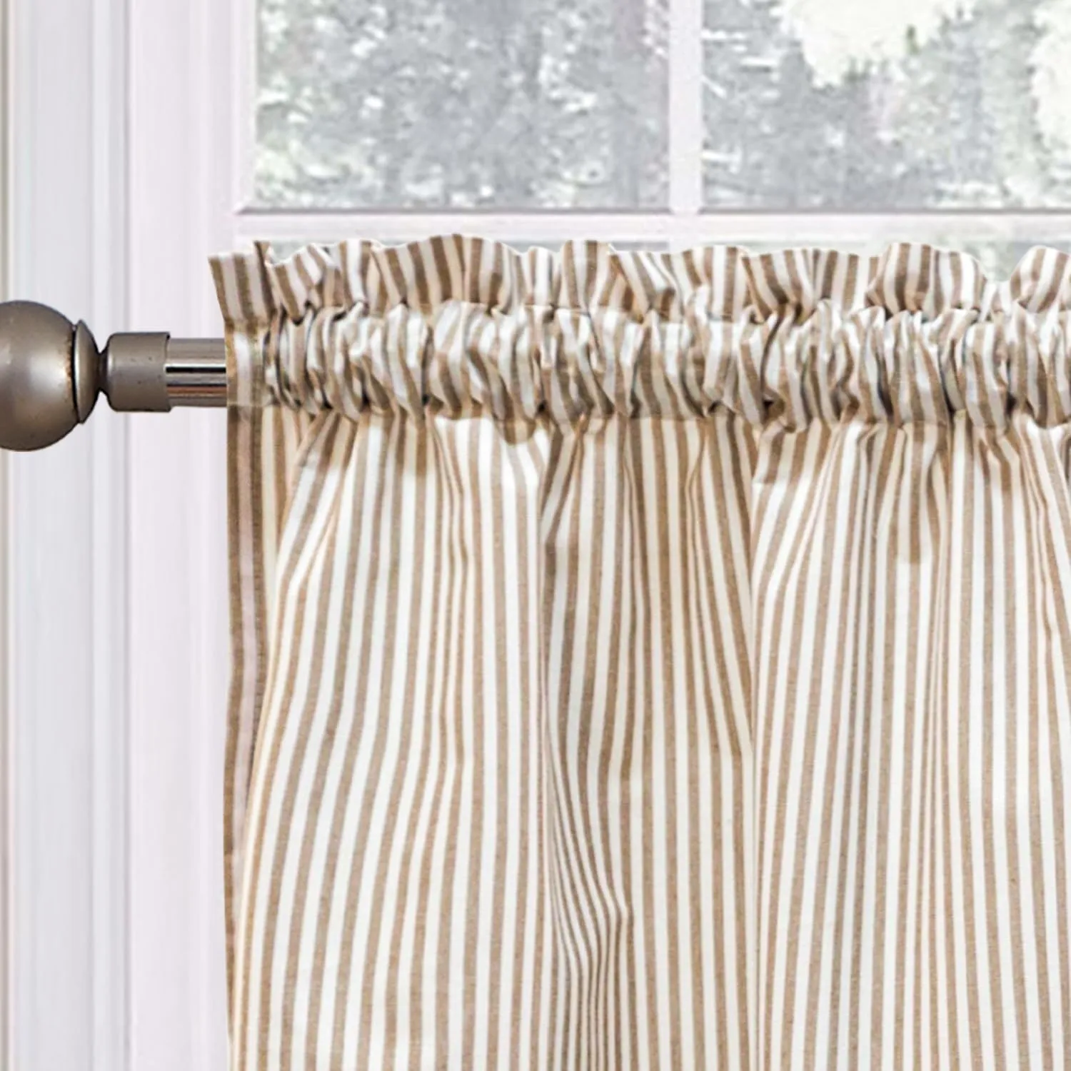 July Joy Cotton Tier Curtains 36 Inches Long Country Kitchen Curtains Rod Pocket for Small Window Bathroom Farmhouse 27" x 36" x 2, Linen