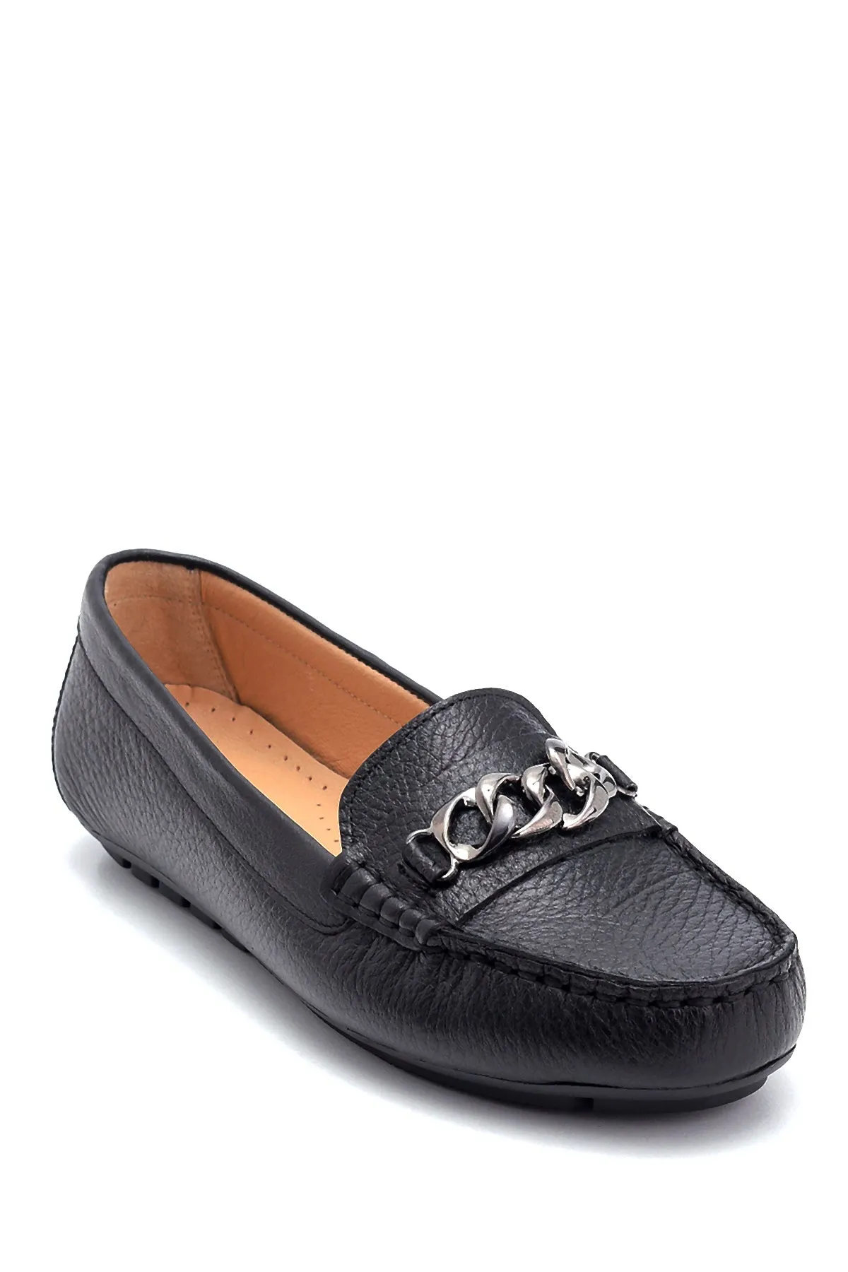 Kadın Deri Zincir Detaylı Loafer