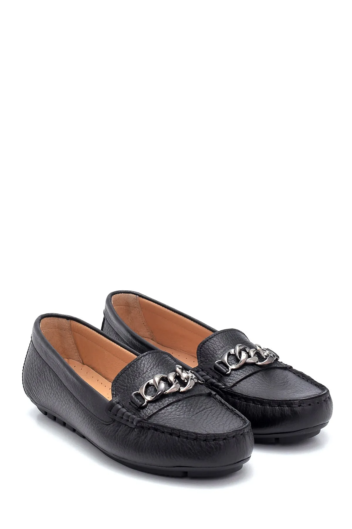 Kadın Deri Zincir Detaylı Loafer