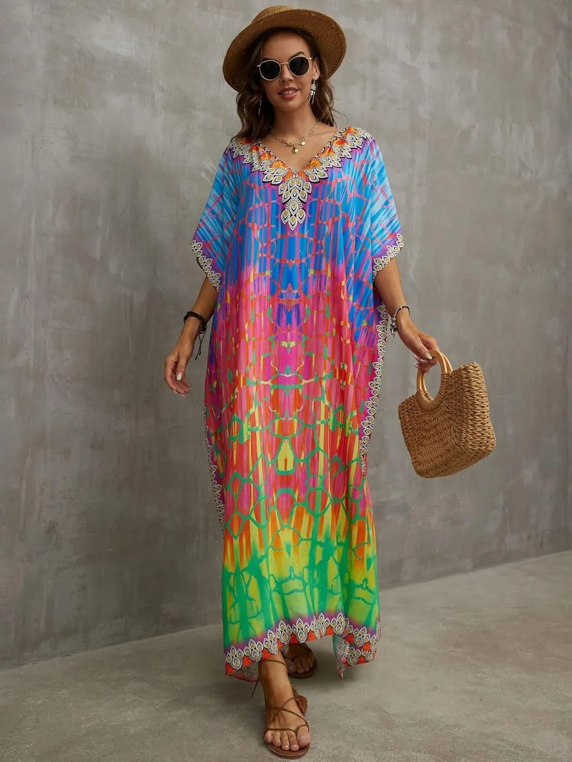 Kaftan Dresses for Women Plus Size Bathing Suit Cover up Caftan Maxi Beach Dresses