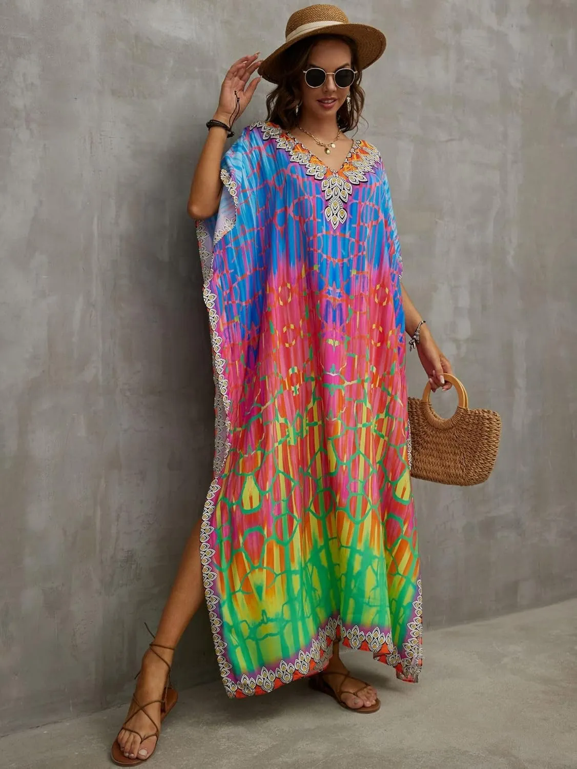 Kaftan Dresses for Women Plus Size Bathing Suit Cover up Caftan Maxi Beach Dresses