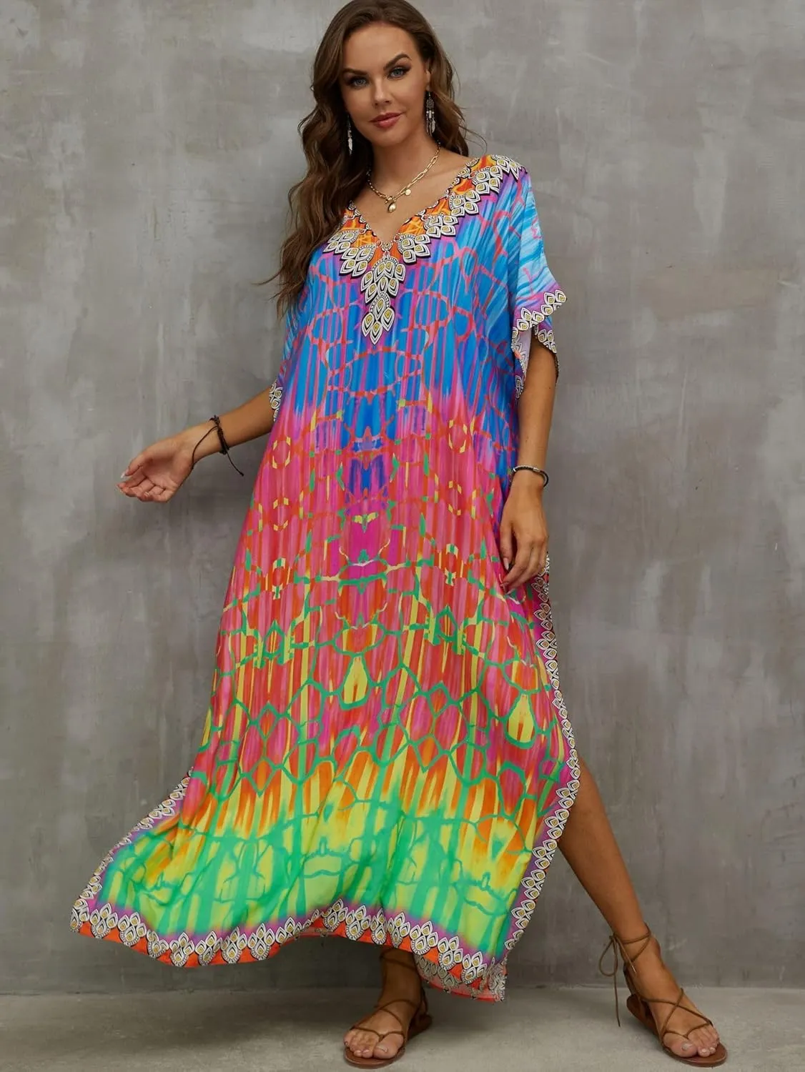 Kaftan Dresses for Women Plus Size Bathing Suit Cover up Caftan Maxi Beach Dresses
