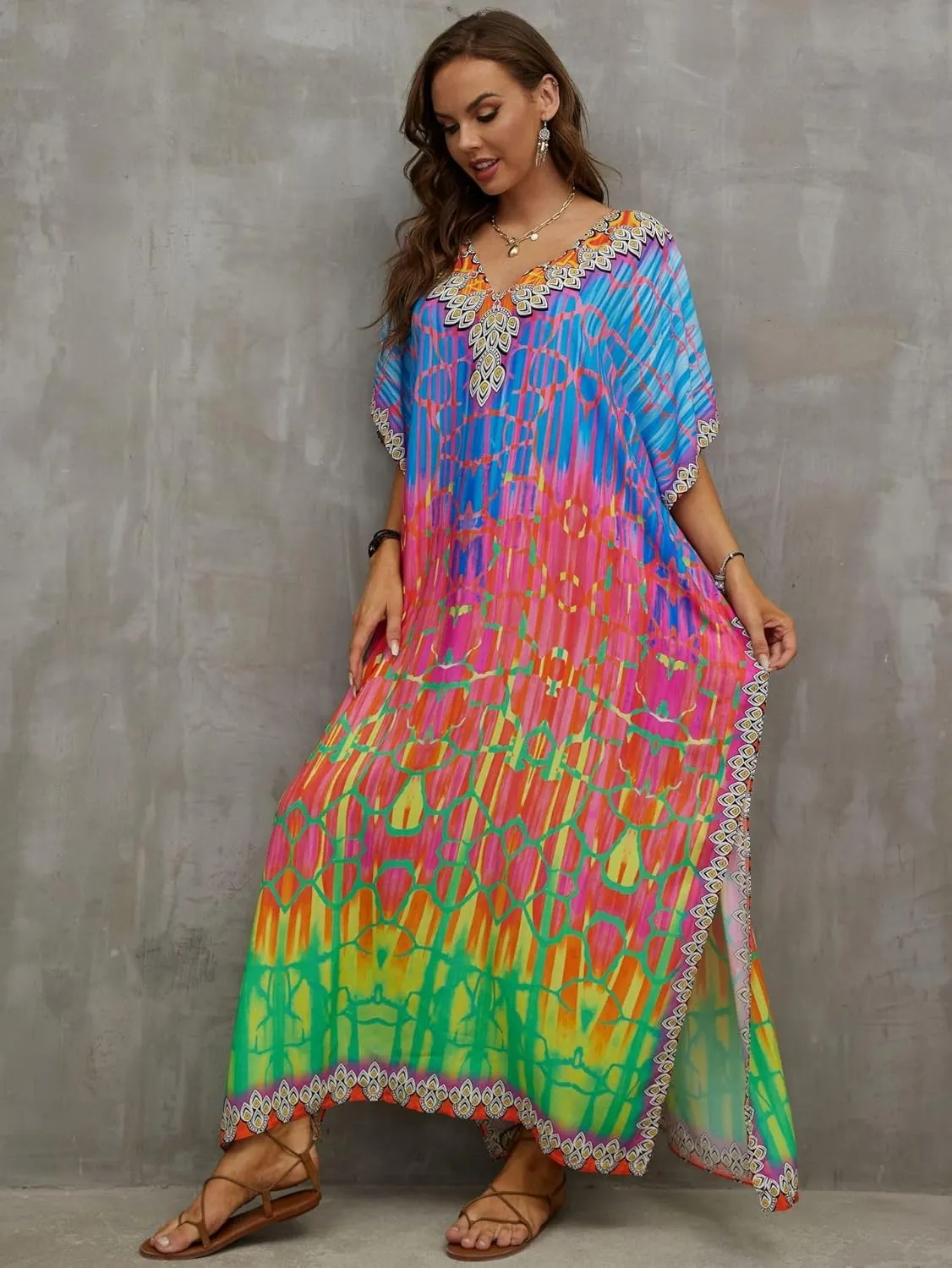 Kaftan Dresses for Women Plus Size Bathing Suit Cover up Caftan Maxi Beach Dresses