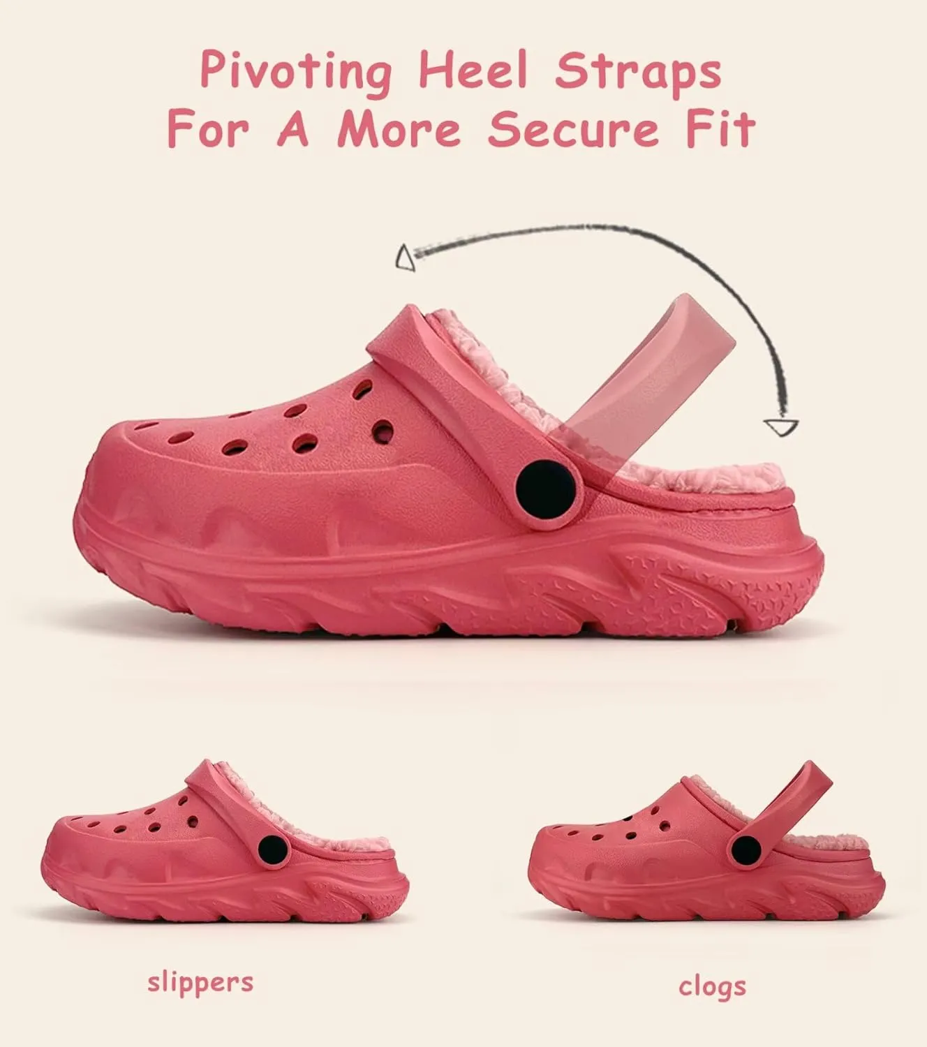 Kids Fur Lined Clog Slip On Winter Slipper for Boys Girls