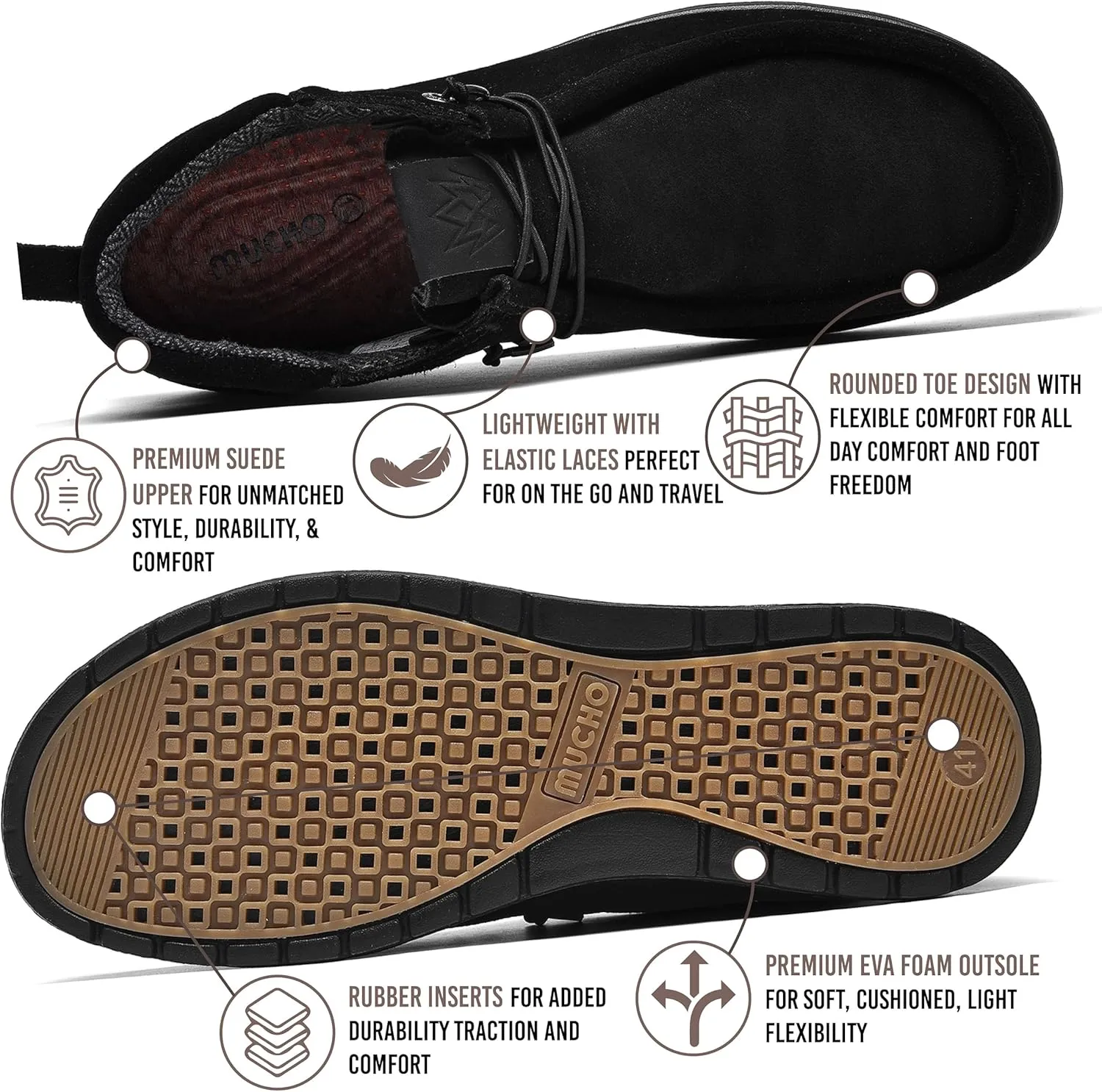 KONA & Chukka Men's Loafers Casual Slip-On Business Casual Shoes- Lightweight and Breathable Slip-On Lace Men's Suede Loafers Sneakers