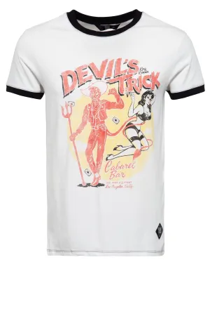 Kontrast T-Shirt mit Pin Up Frontduck im Vintage Look «Devils Trick»
