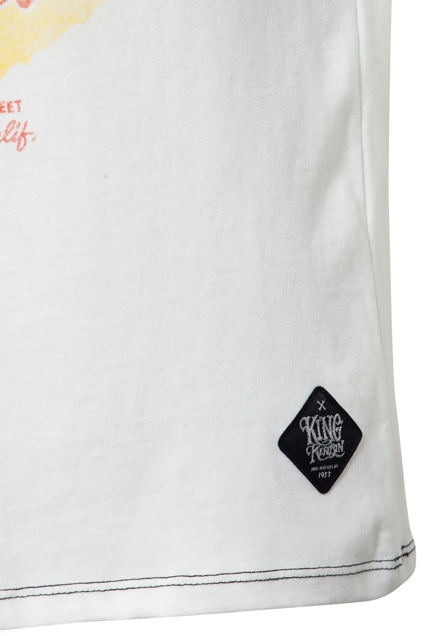 Kontrast T-Shirt mit Pin Up Frontduck im Vintage Look «Devils Trick»