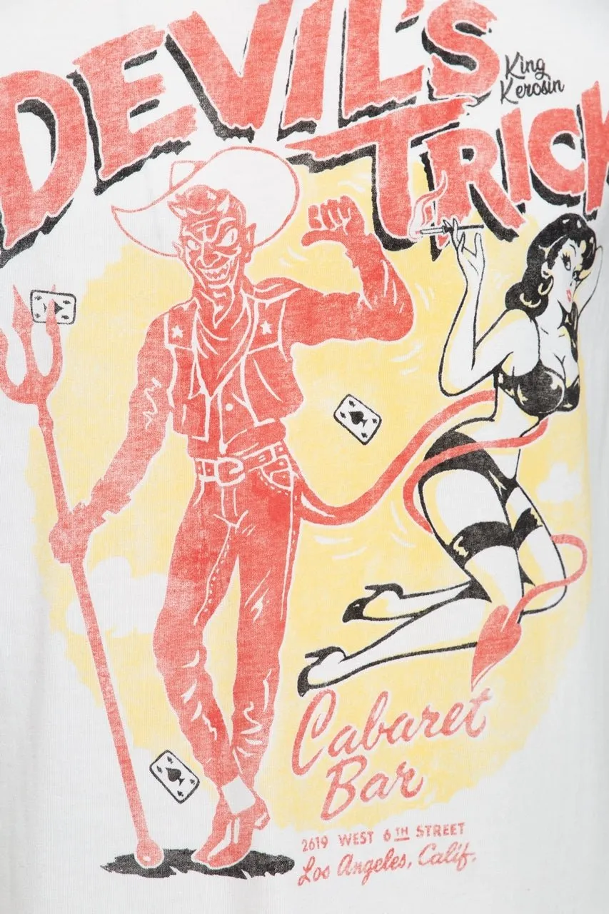Kontrast T-Shirt mit Pin Up Frontduck im Vintage Look «Devils Trick»