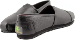 Laforst Womens Leather Nonslip Waitress Server Slip On Flat Black
