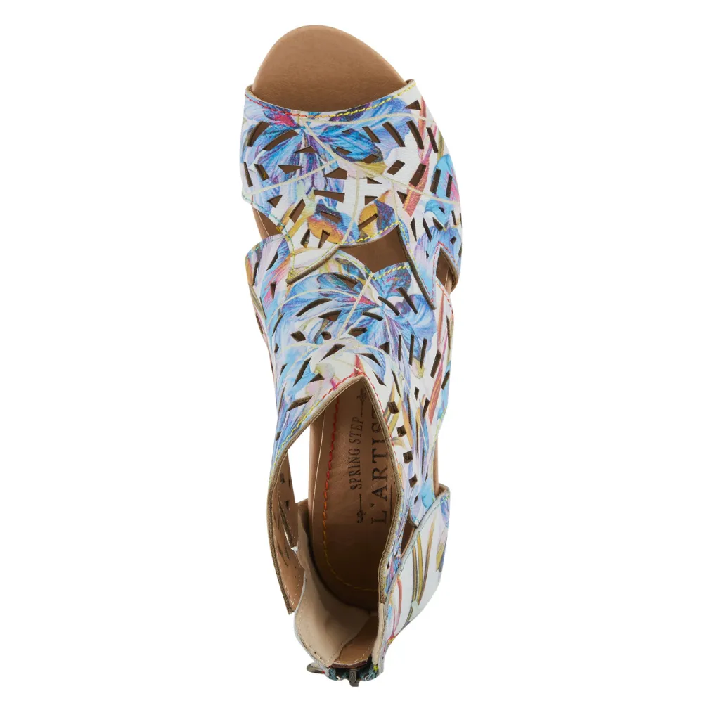 L'artiste By Spring Step Icon-Fleur Blue Multi Leather Sandal (Women's)