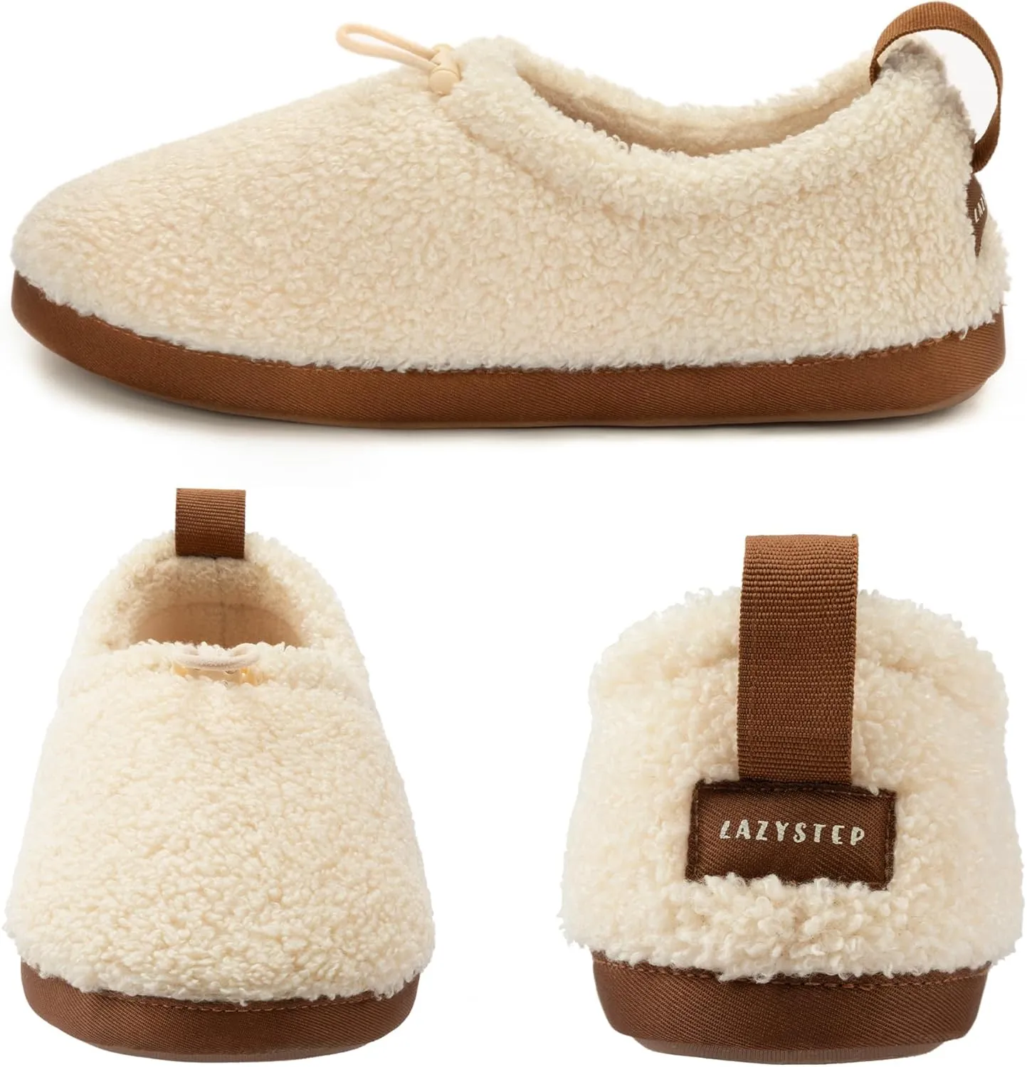 LazyStep Women's Curly Teddy Fleece Loafer Slippers Memory Foam House Shoes Indoor Outdoor