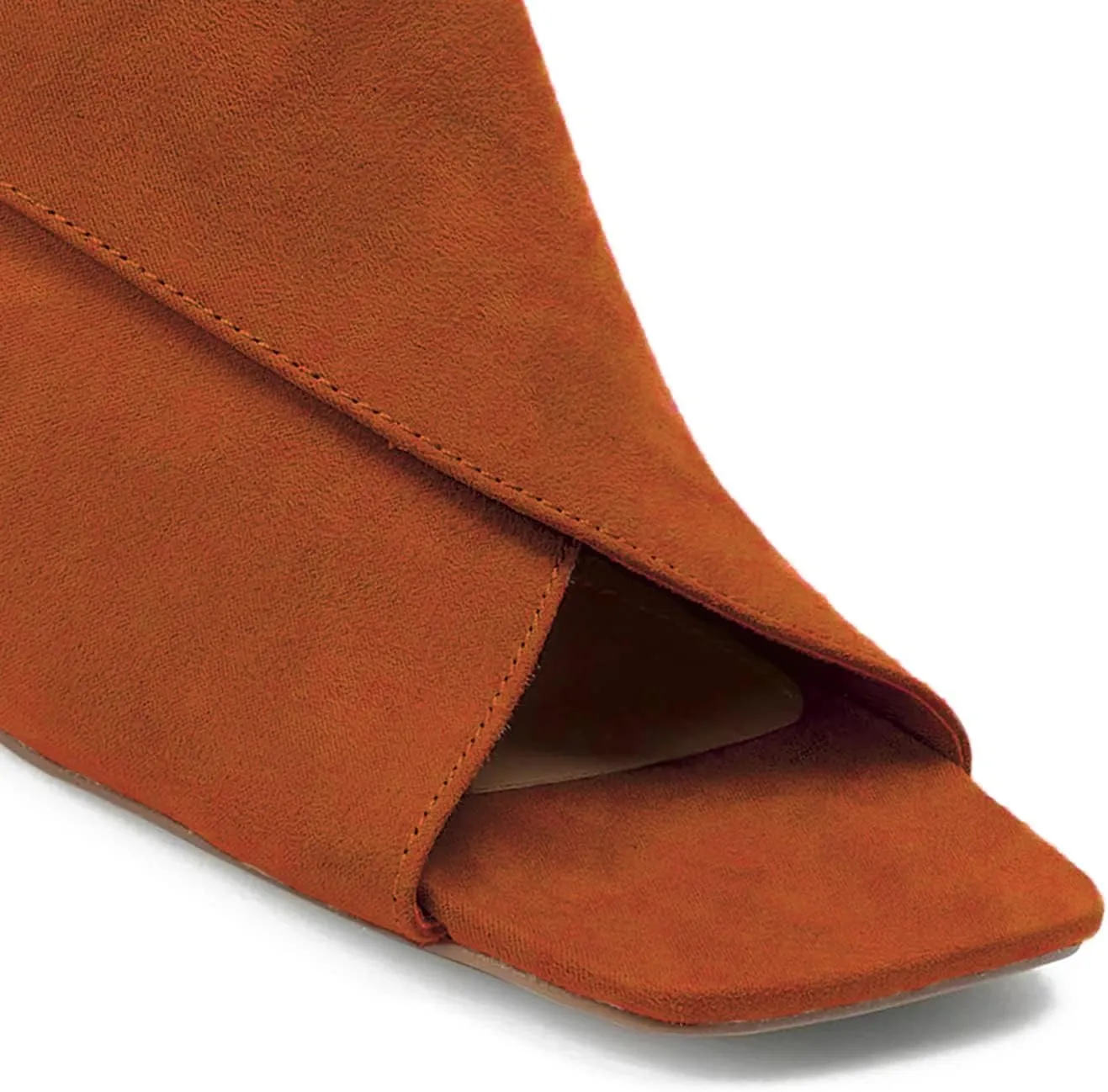 LEHOOR Women Chunky Heel Open Toe Booties Suede Side Cut-Out Ankle Boots Square Peep Toe 2 Inch Block Mid Heels Dress Heeled Sandal Booties Back Zipper Summer Casual Size 4-11 M US