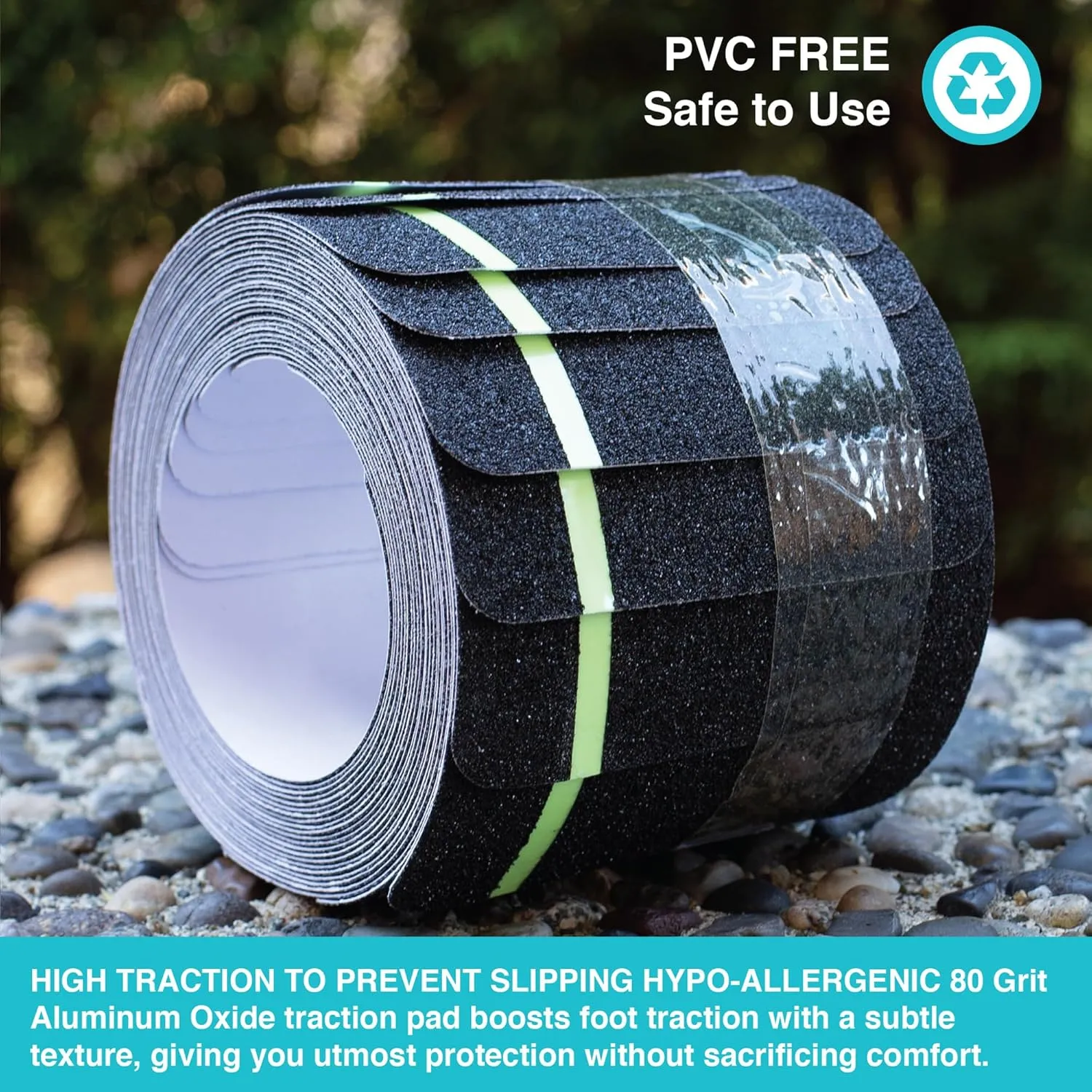 LifeGrip Anti Slip Traction Treads with Glow in Dark Stripe (10-Pack), 4" X 32", Best Grip Tape Grit Non Slip, Outdoor Non Skid Tape, High Traction Friction Abrasive Adhesive for Stairs Step