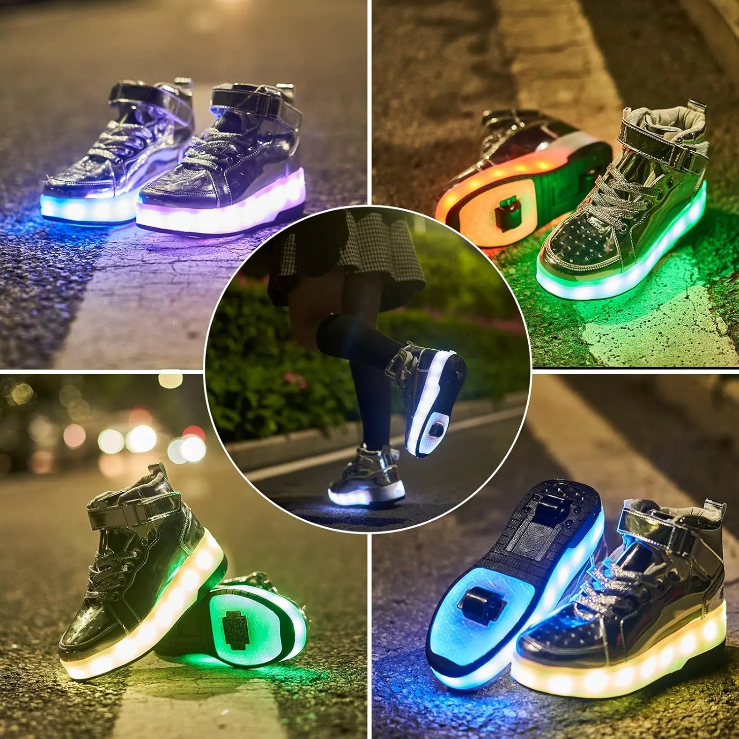 Light Up Shoes LED Roller Skate Shoes Wheels Boys Girls Sneakers Outdoor Slip On Kids Sneakers for Children Kids Gift