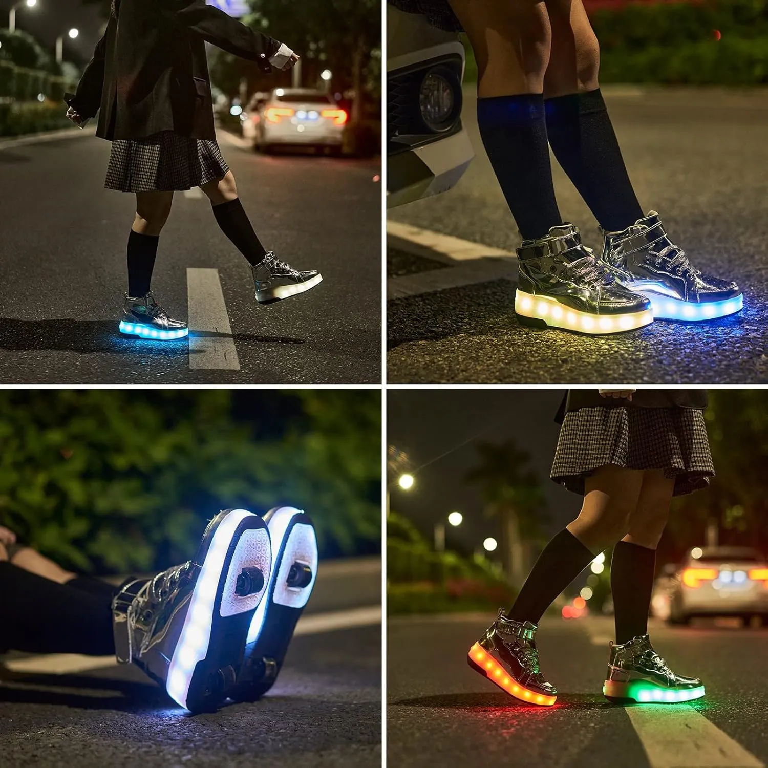 Light Up Shoes LED Roller Skate Shoes Wheels Boys Girls Sneakers Outdoor Slip On Kids Sneakers for Children Kids Gift
