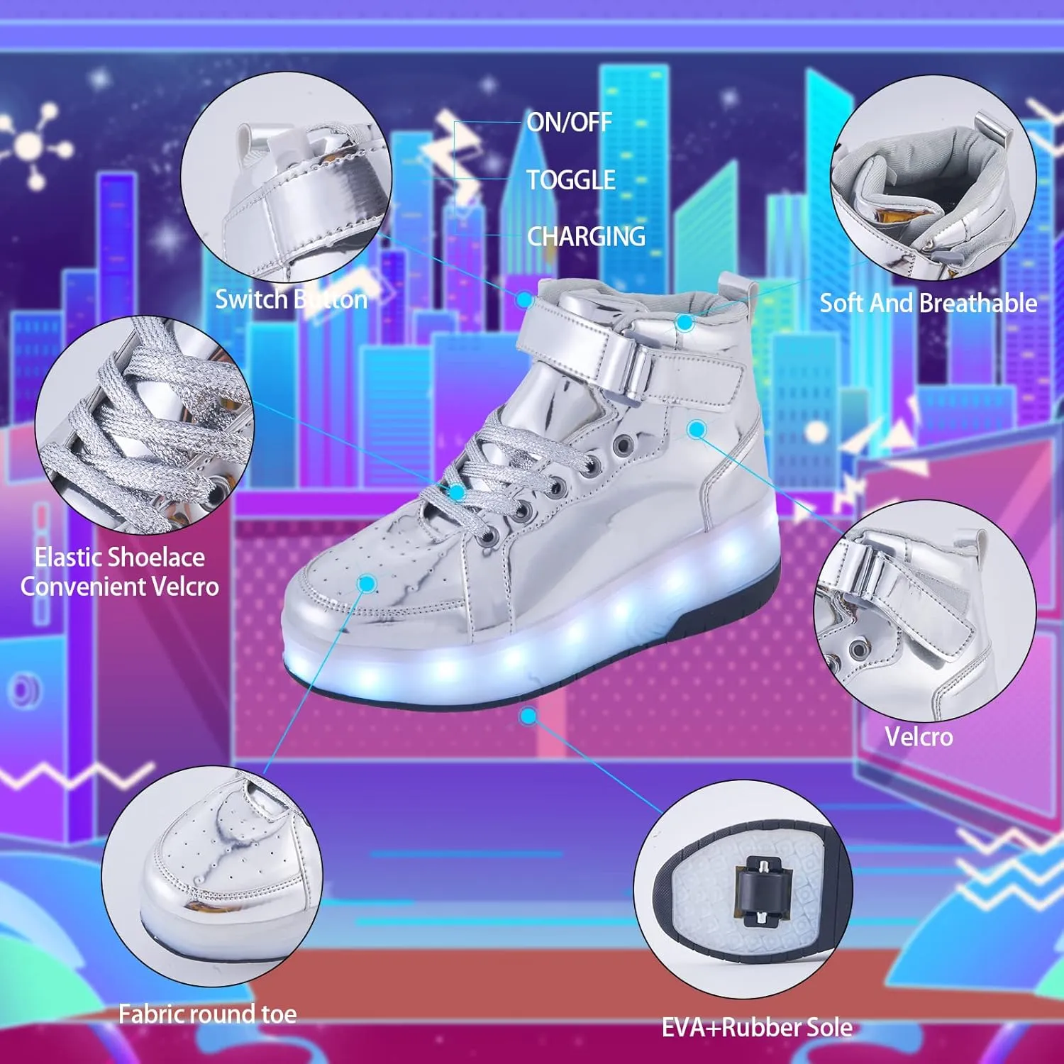 Light Up Shoes LED Roller Skate Shoes Wheels Boys Girls Sneakers Outdoor Slip On Kids Sneakers for Children Kids Gift