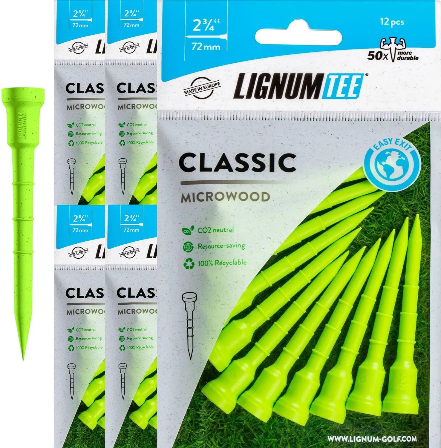 LIGNUM Unbreakable Microwood Golf Tees 50x More Durable/Adjustable Golf Tee/Innovative Wood Fibre and Natural Adhesives/Golf Tee, Golf Tees, Tees Golf, Golf Ball Tees, Pack of 5