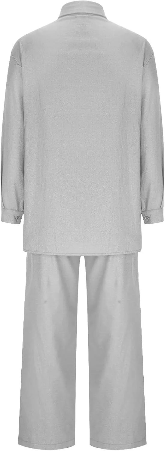 Linen 2 Piece Sets For Women Summer 2024 Loose Long Sleeve Shirts Wide Leg Pant Matching Set Plus Size Vacation Outfits