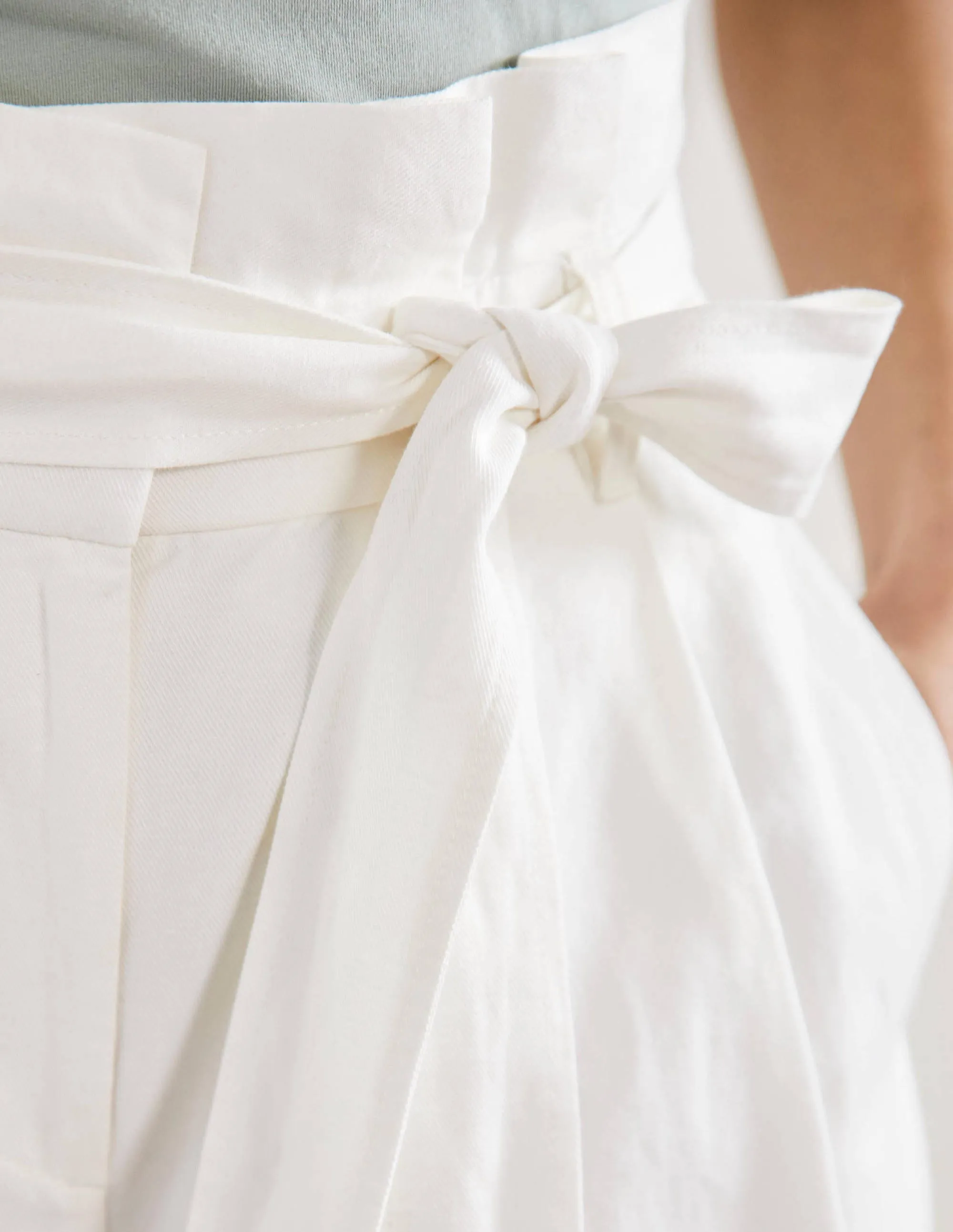 Linen Blend Wide Leg Culottes-White