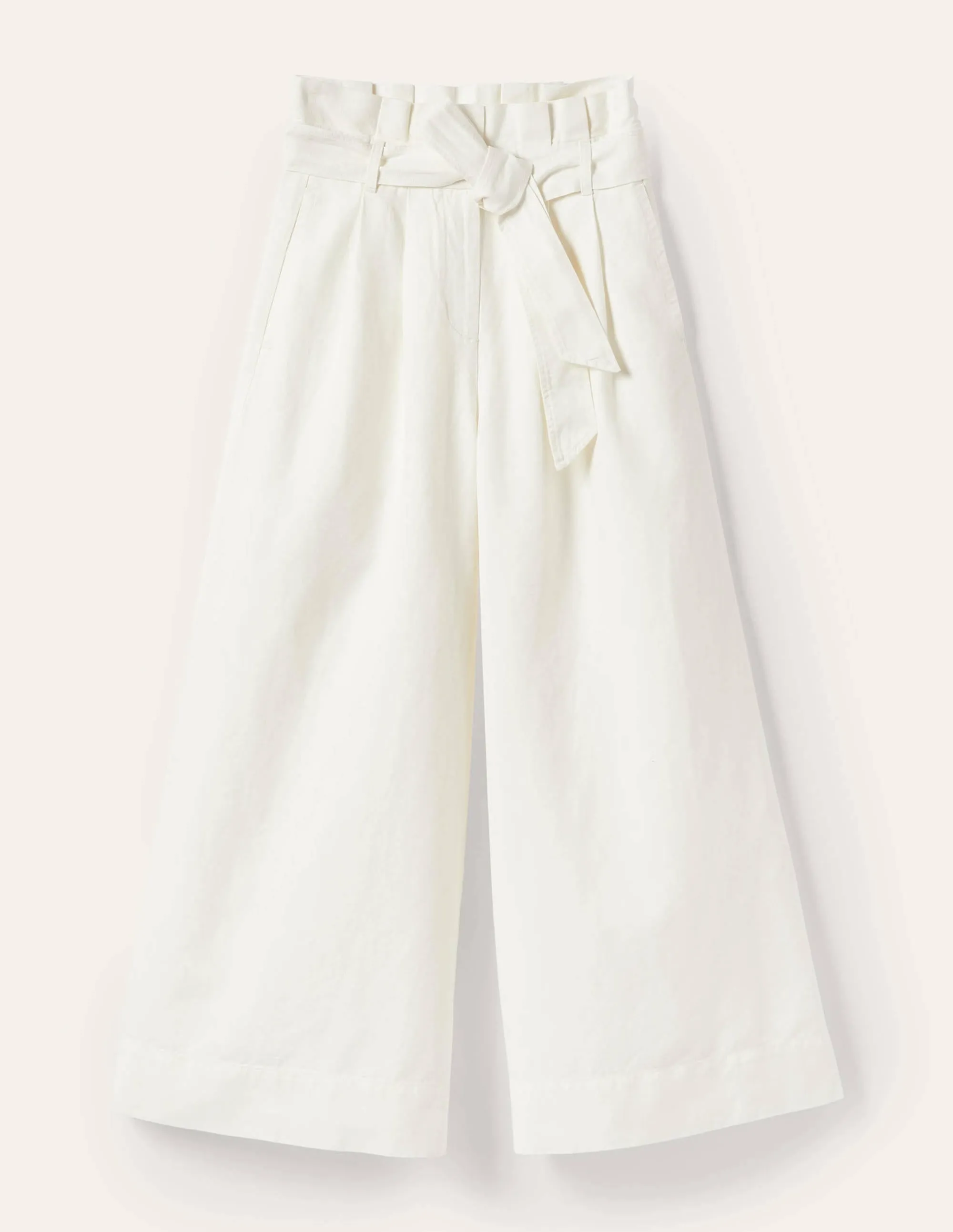 Linen Blend Wide Leg Culottes-White