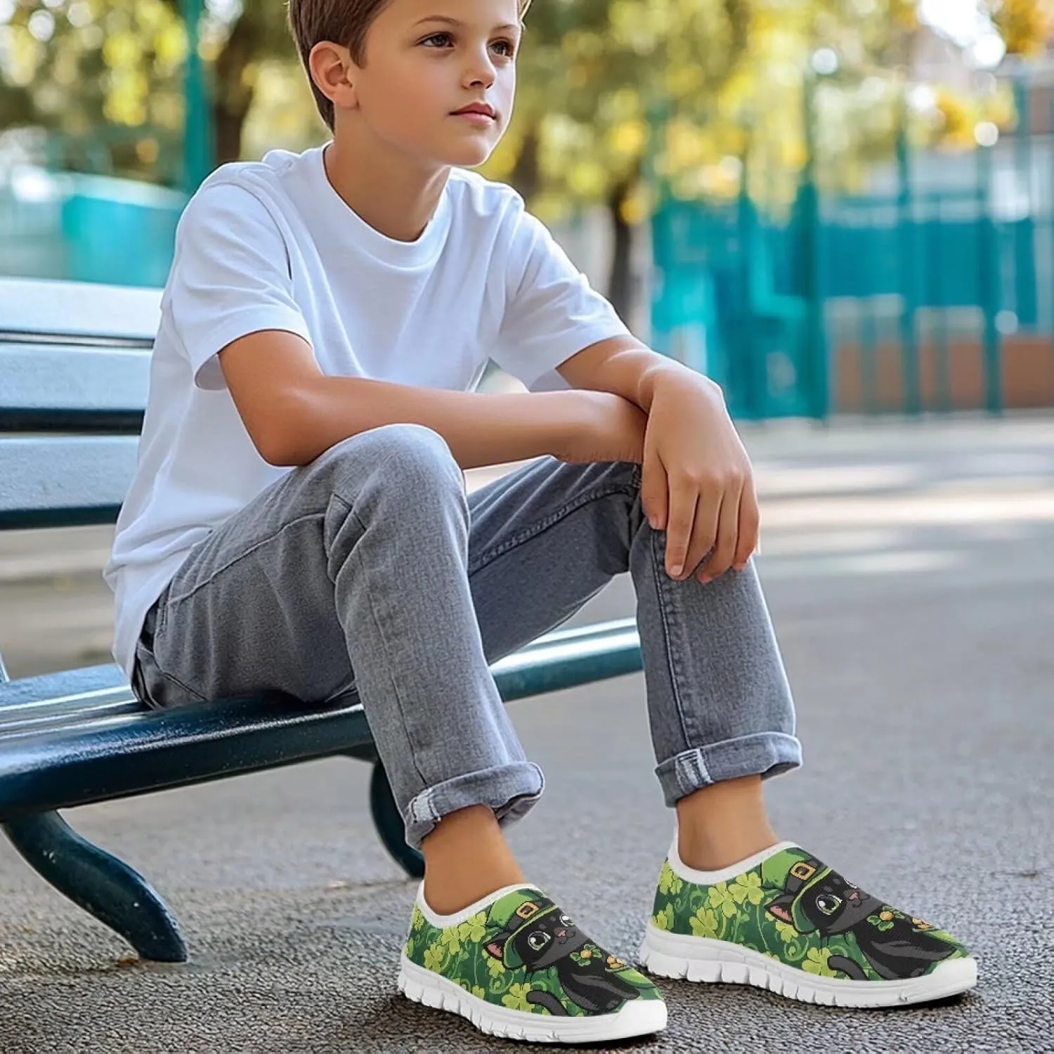 Little Kids Slip On Walking Shoes Breathable Athletic Fitness Shoe Light Elastic Sneakers for Indoor Outdoor Size 11-15 White Sole