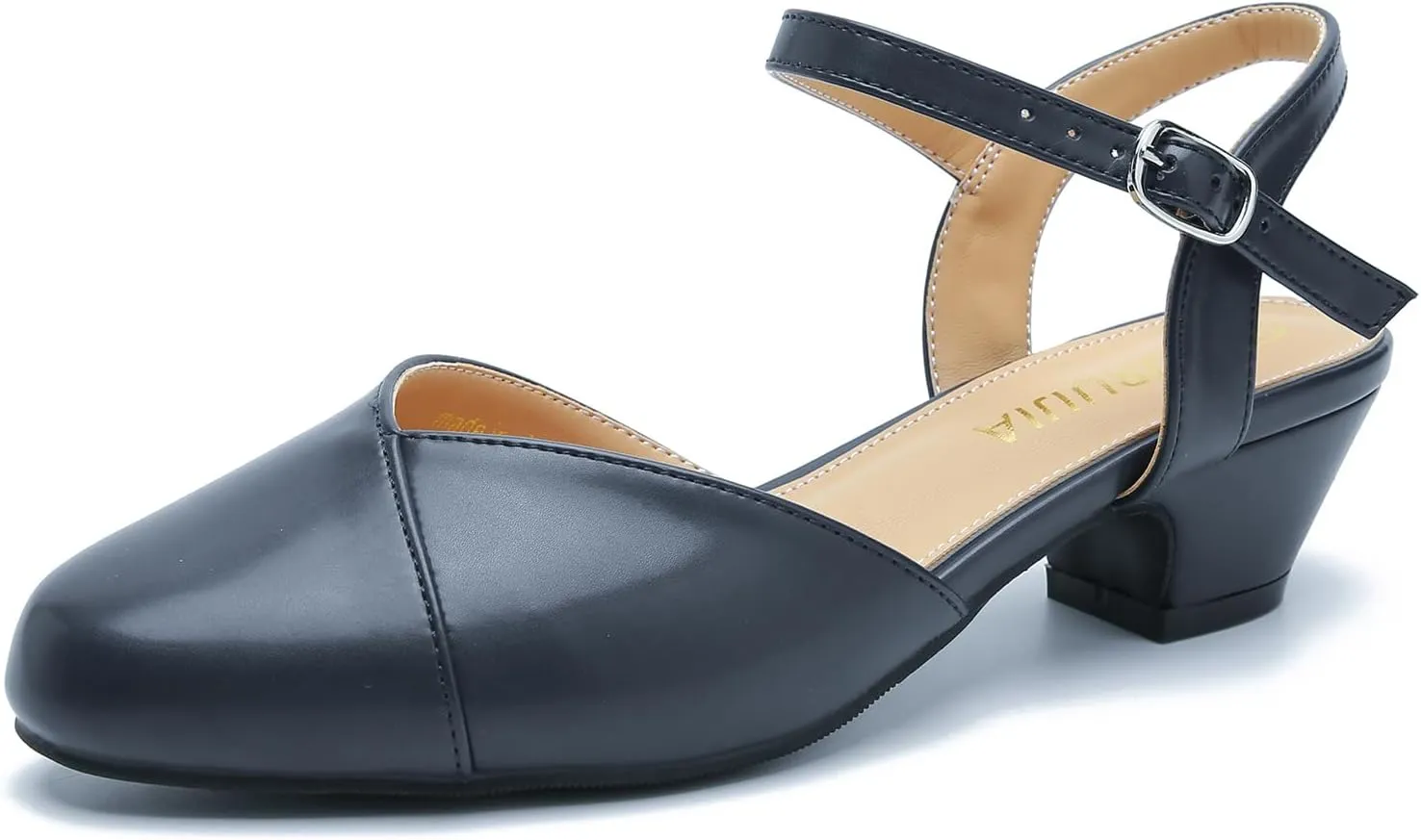 LIURUIJIA Women's Low Chunky Heel Slingback Dress Shoes Comfortable Closed Toe Block Heels Sandals