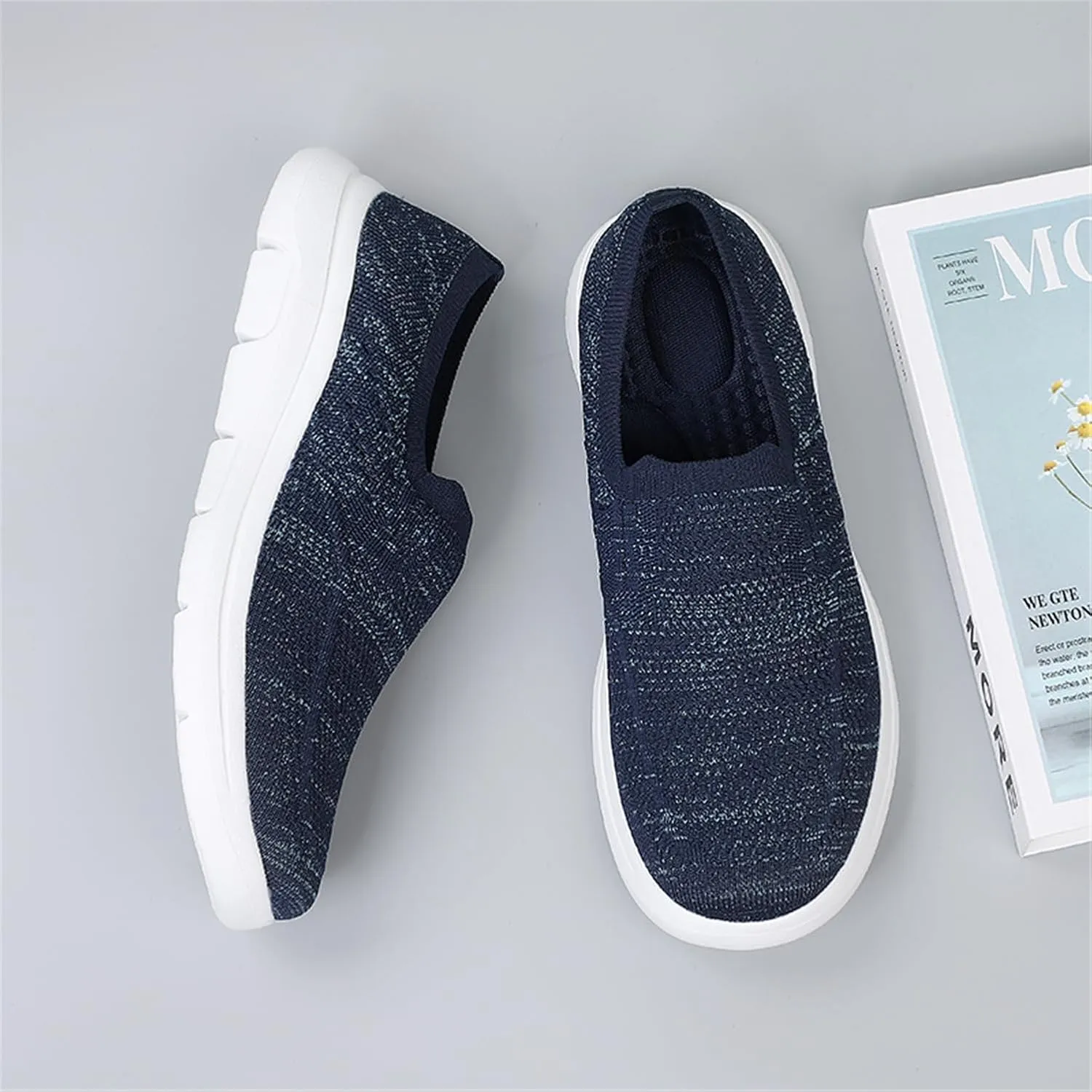 LLTMALL Women's Men's Slip on Knit Driving Loafers Sneakers Breathable Mesh Work Walking Shoes