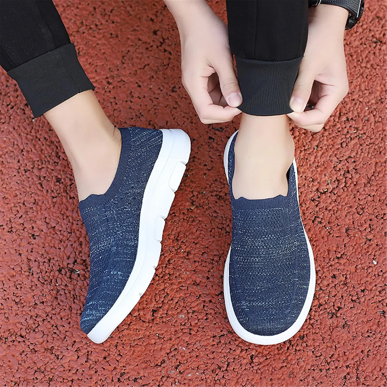 LLTMALL Women's Men's Slip on Knit Driving Loafers Sneakers Breathable Mesh Work Walking Shoes