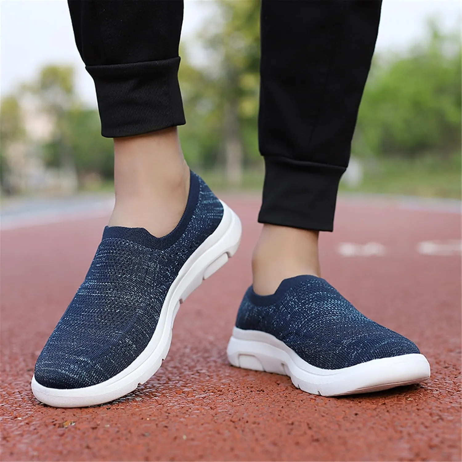 LLTMALL Women's Men's Slip on Knit Driving Loafers Sneakers Breathable Mesh Work Walking Shoes