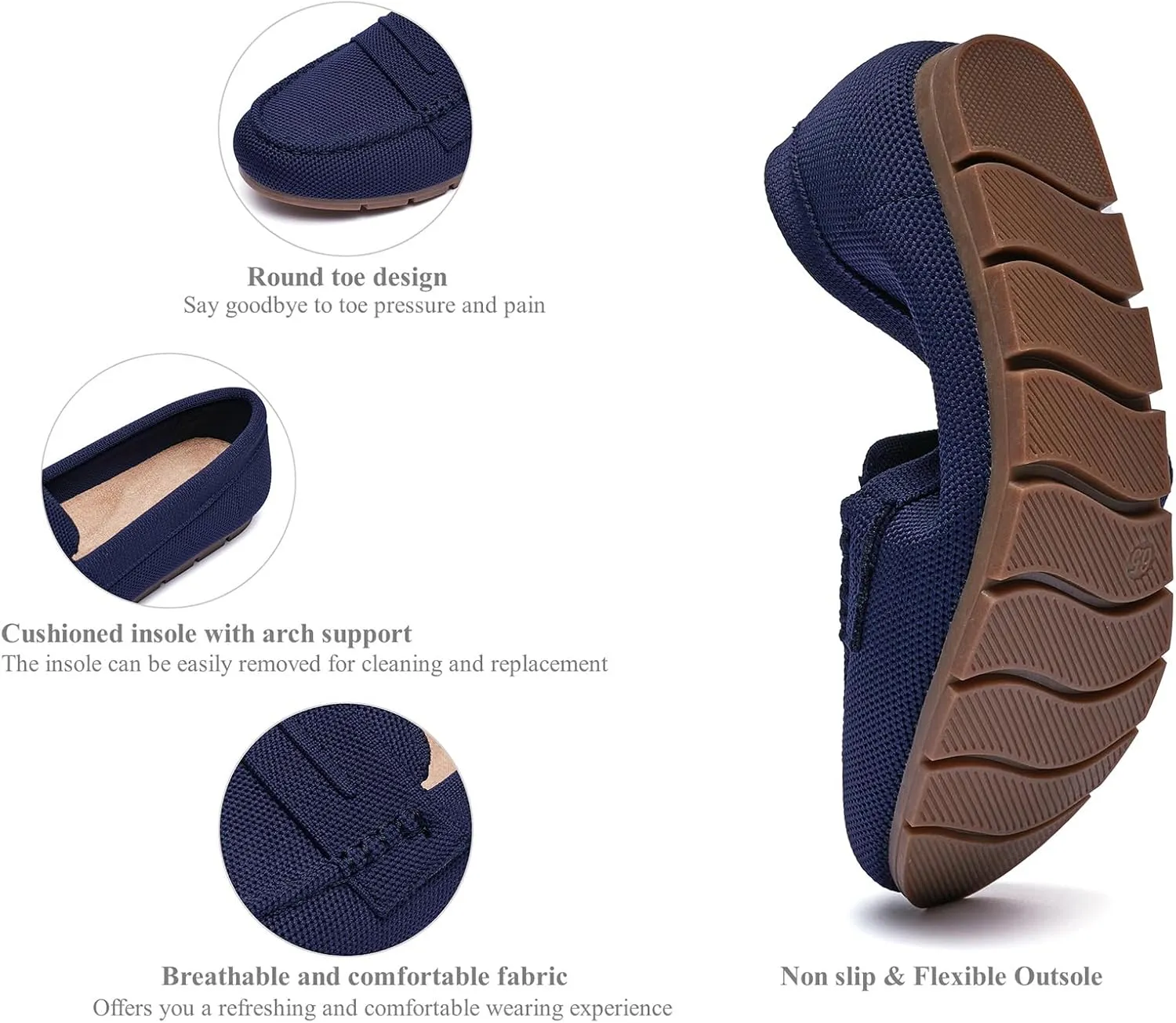 Loafers for Women Comfortable Dressy Casual Work Flats Lightweight & Breathable Slip On Walking Shoes Knit