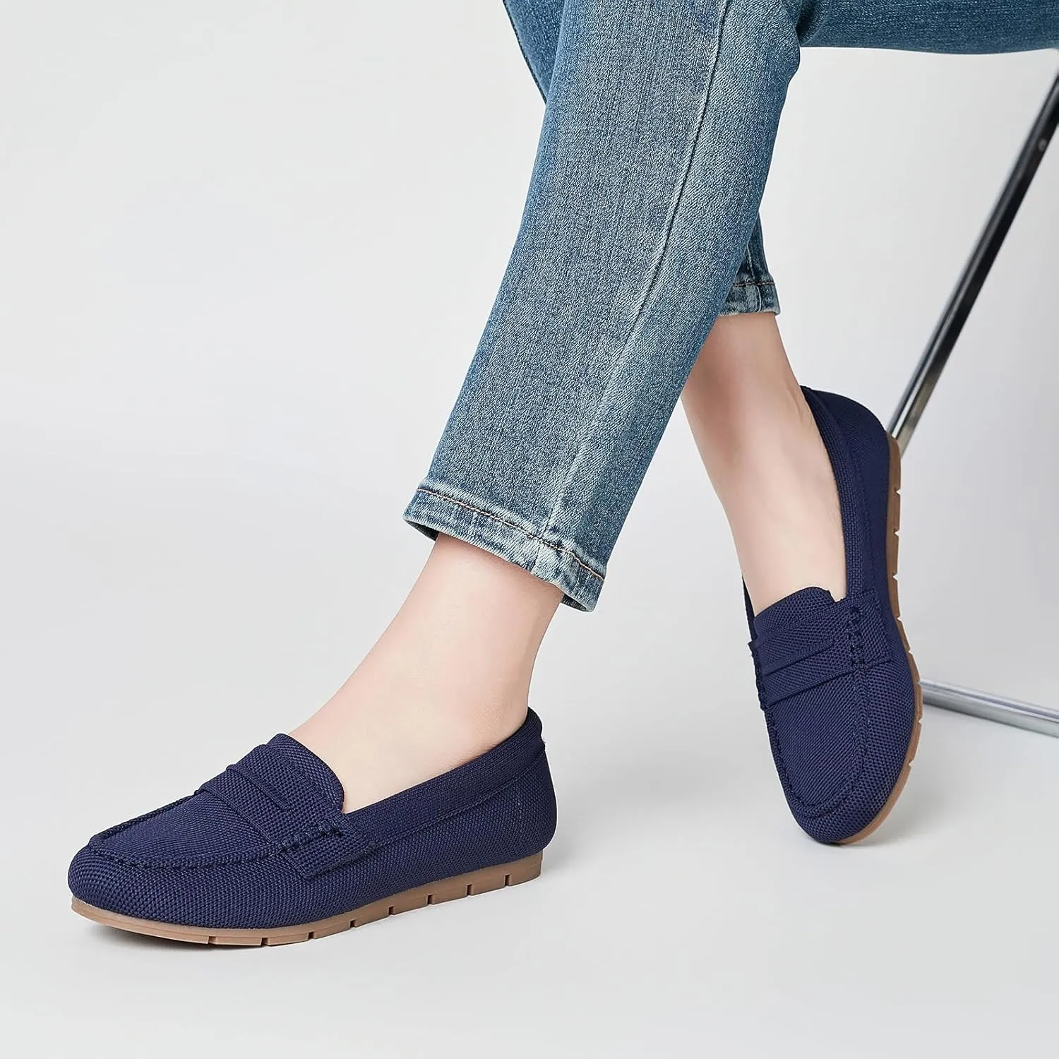 Loafers for Women Comfortable Dressy Casual Work Flats Lightweight & Breathable Slip On Walking Shoes Knit