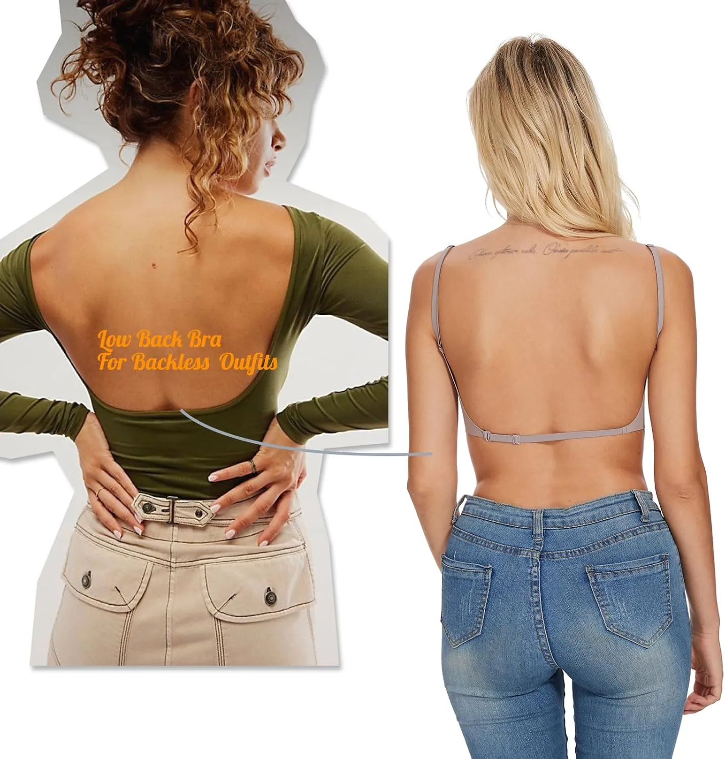 Low Back Bra for Women Wirefree Seamless Bra Backless Multiway Straps Convertible Halter Bra with Padded Removeable