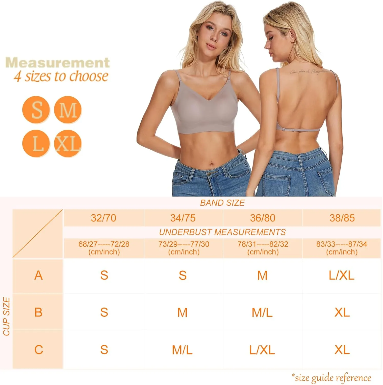 Low Back Bra for Women Wirefree Seamless Bra Backless Multiway Straps Convertible Halter Bra with Padded Removeable