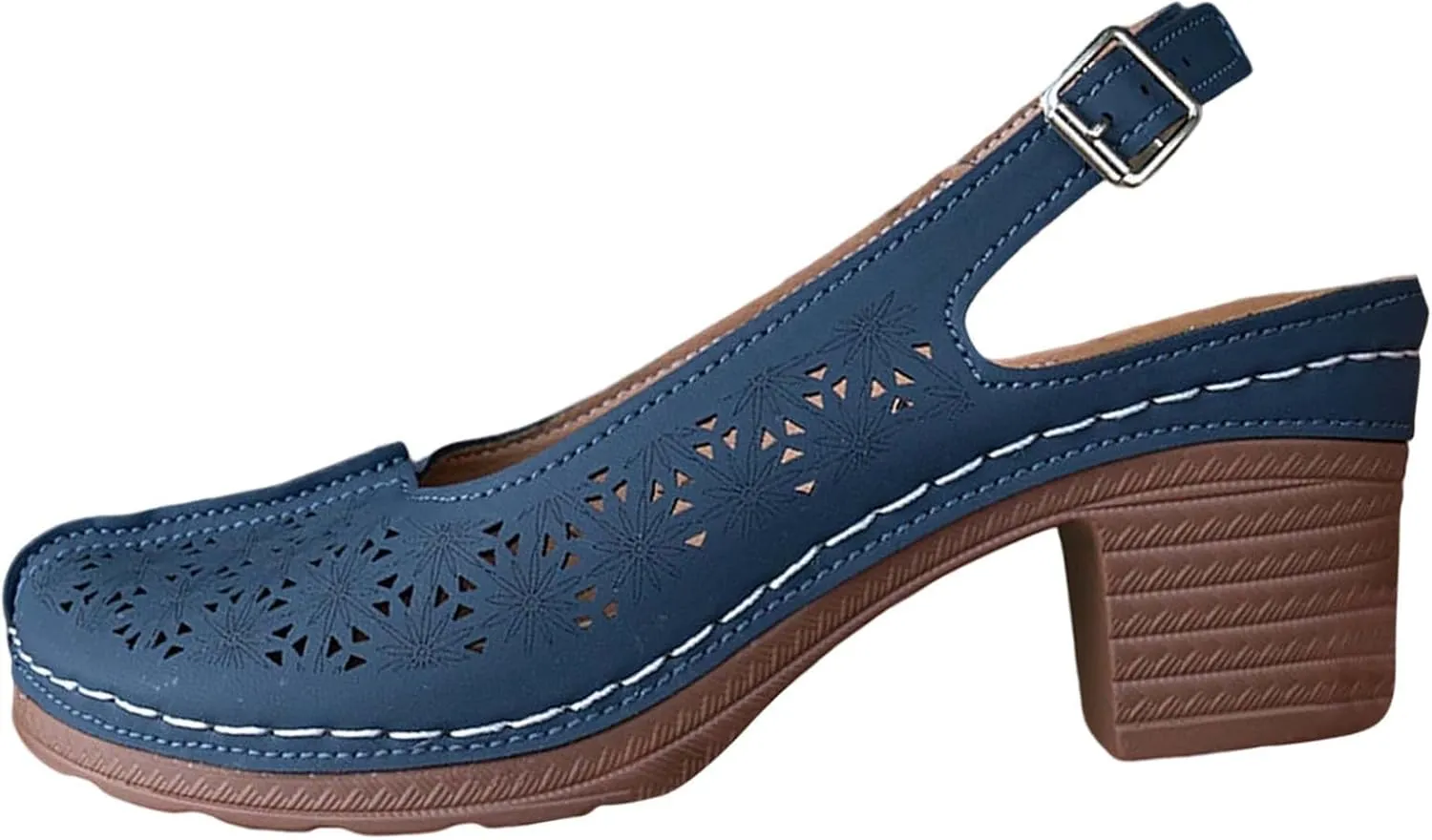 Low Chunky Heels for Women Bohemian Wide Width Arch Support Sandals Summer Closed Toe Ankle Strap Mary Janes Sandals Office Work Shoes