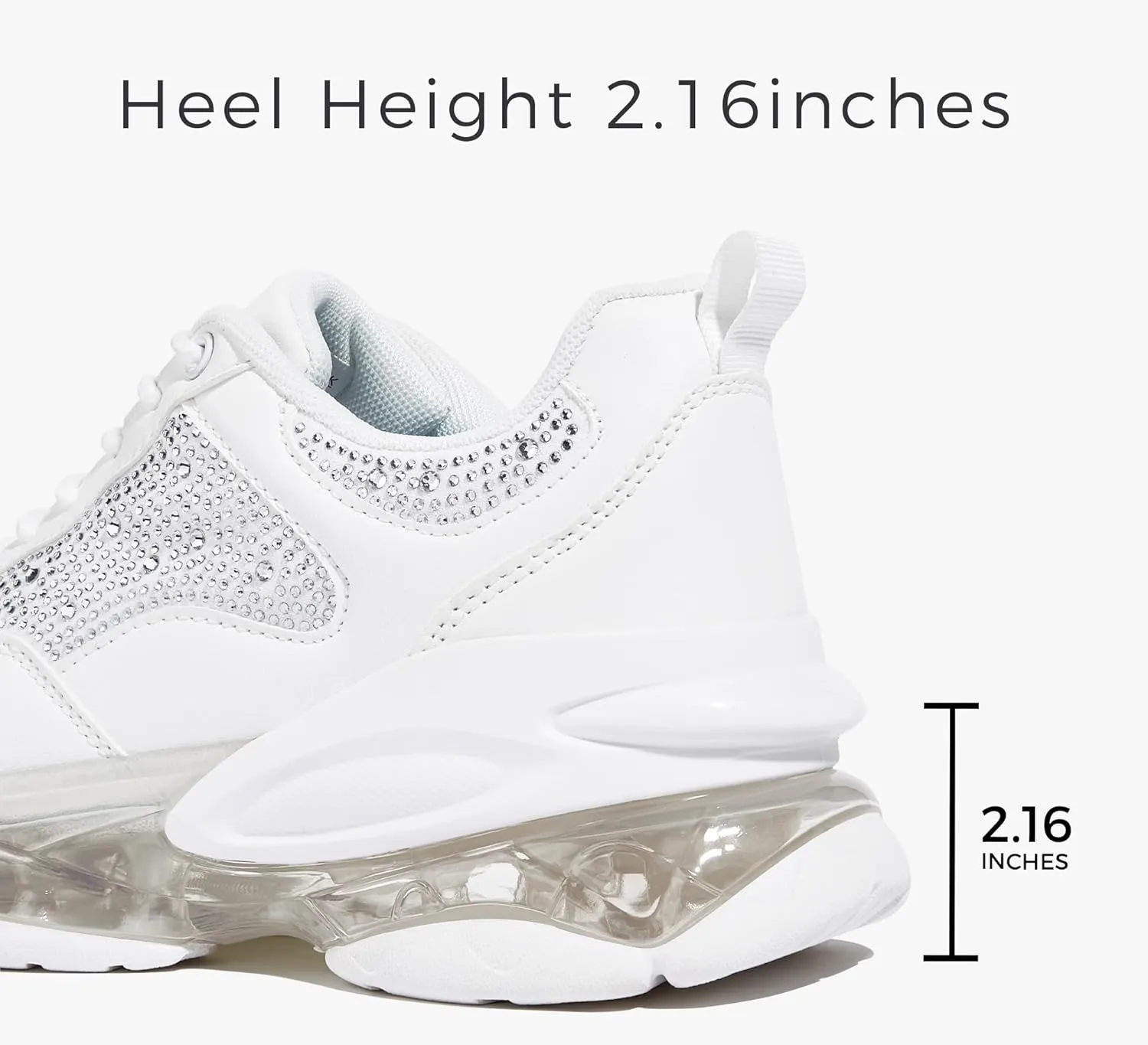 LUCKY STEP Women's Air Cushion Rhinestone Fashion Sneakers Chunky Rave Sparkly Casual Comfortable Walking Shoes