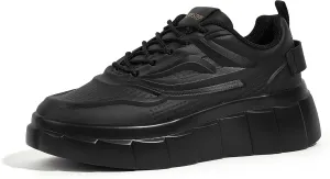 LUCKY STEP Women's Platform Fashion Sneakers Classic Tennis Faux Leather Low Top Casual Walking Shoes