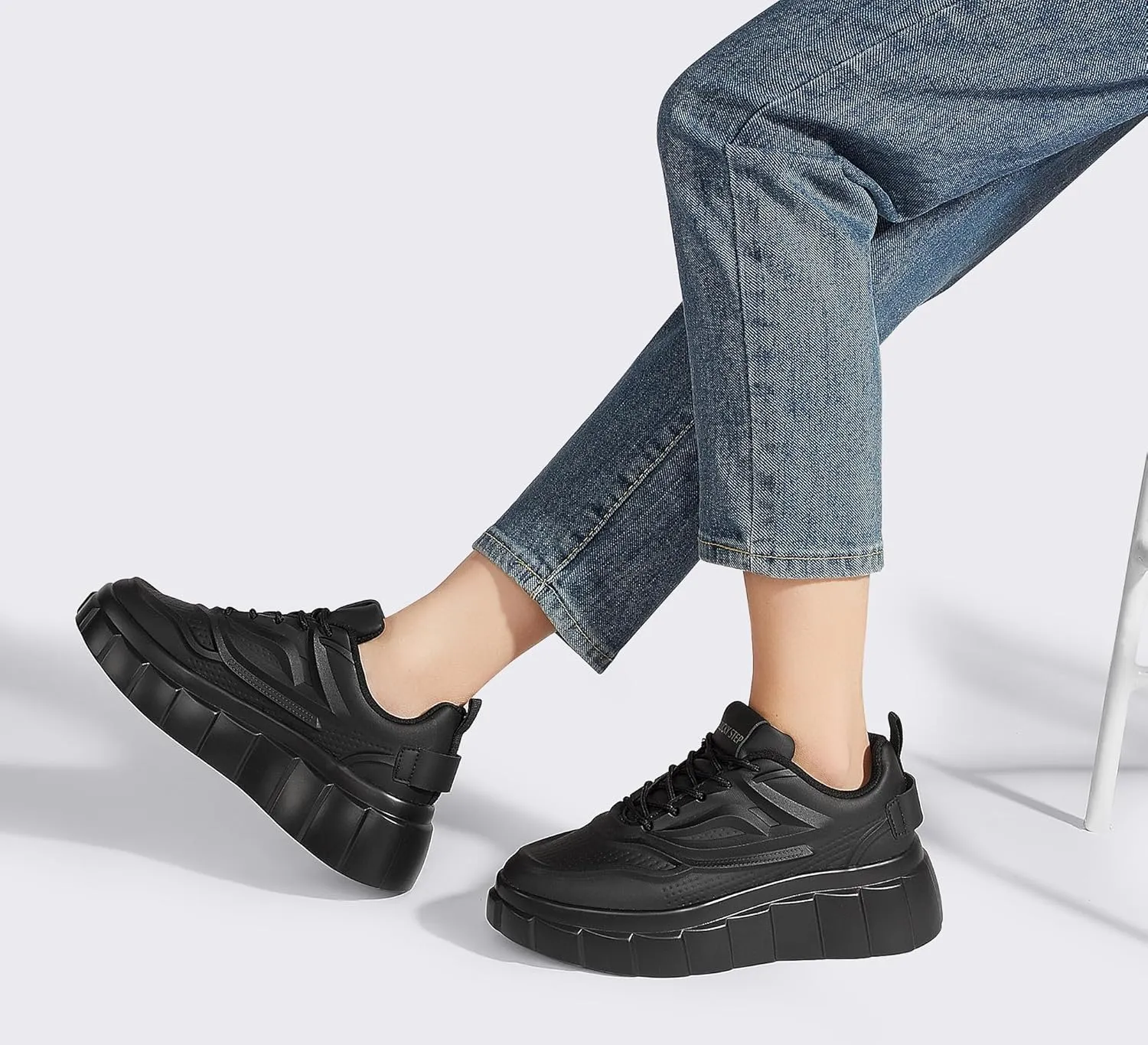 LUCKY STEP Women's Platform Fashion Sneakers Classic Tennis Faux Leather Low Top Casual Walking Shoes