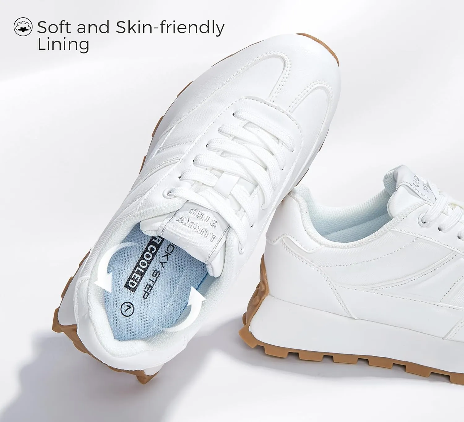 LUCKY STEP Women's Platform Retro Sneakers Classic Trainers Casual Footwear Tennis Running Chunky Lace-up Stylish Walking Shoes