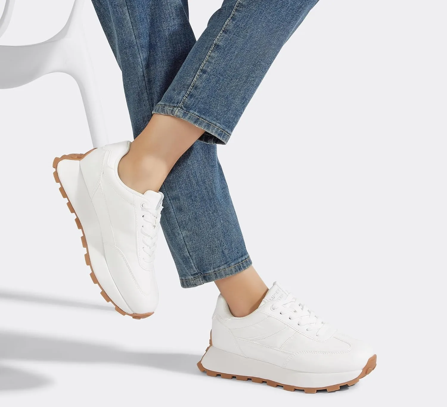 LUCKY STEP Women's Platform Retro Sneakers Classic Trainers Casual Footwear Tennis Running Chunky Lace-up Stylish Walking Shoes