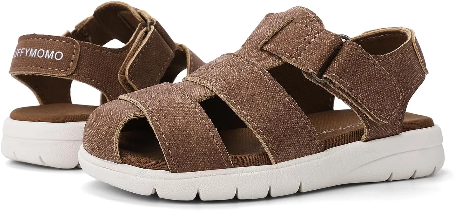 Luffymomo Boys Girls Sandals Closed Toe Lightweight Shoes Adjustable Beach Summer Sandal for Toddler Kids