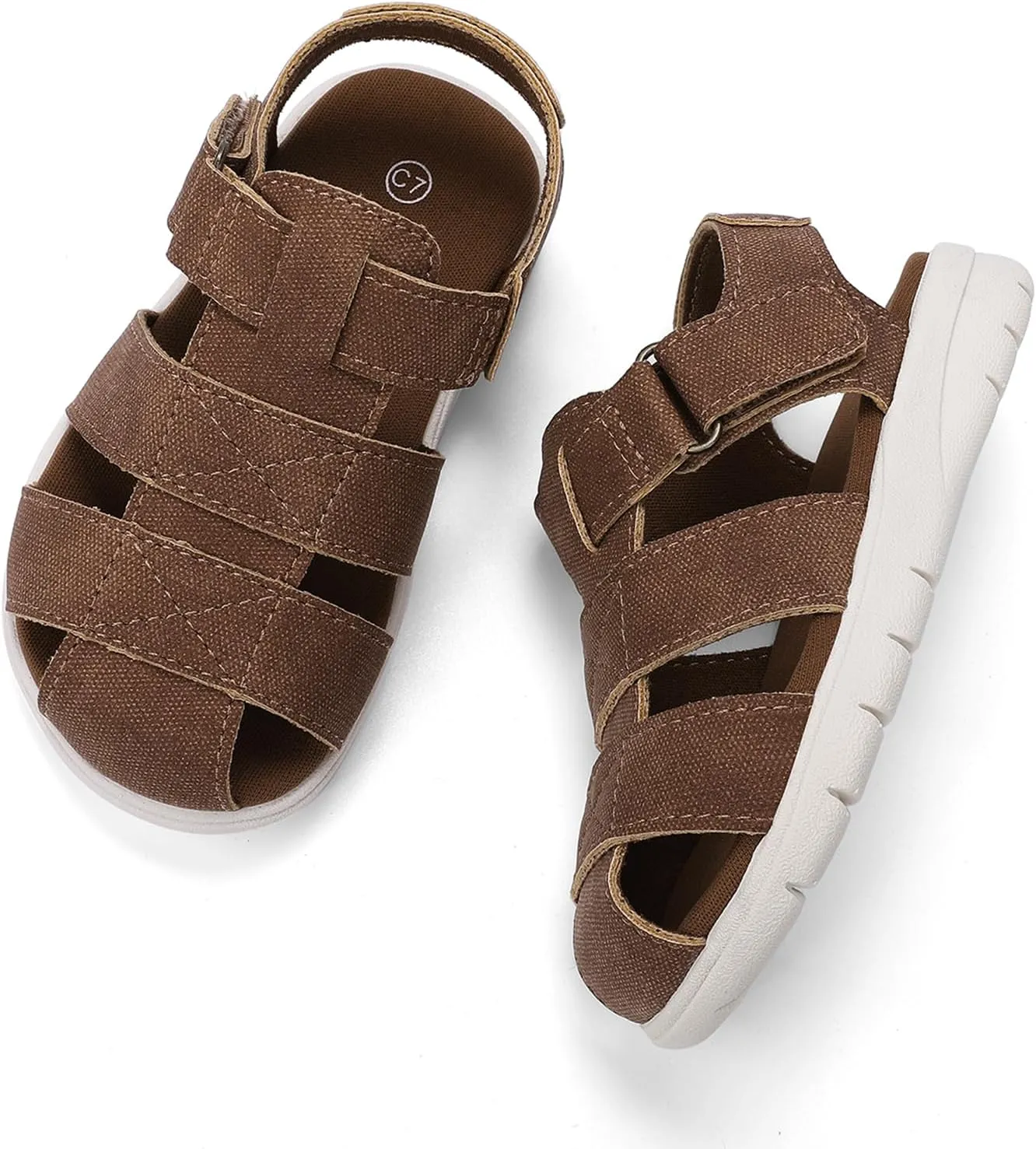 Luffymomo Boys Girls Sandals Closed Toe Lightweight Shoes Adjustable Beach Summer Sandal for Toddler Kids