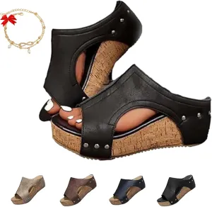 Lumi Stud Wedges, Maison Birch Lumi Cork Wedges, Cork Wedge Sandals for Women, Non-slip Summer Comfy Platform Orthopedic