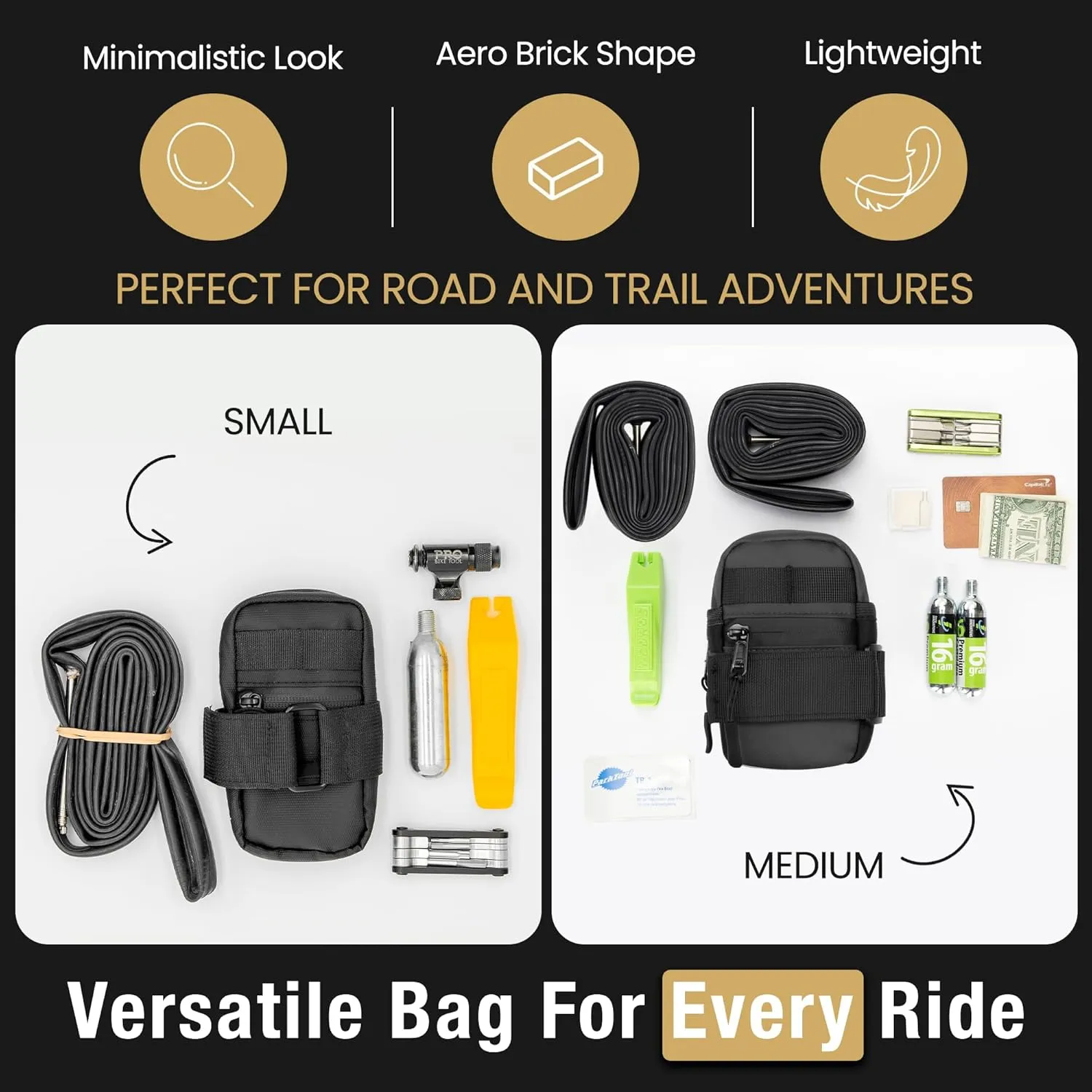 Lumiere & Co. Road Bike Saddle Bag, Bike Bag, Mountain Bike Saddle Bag, Small Bike Seat Bags, Bike Under Seat Bag, Bicycle accessories, Bike Bags, Bike Seat Bag,